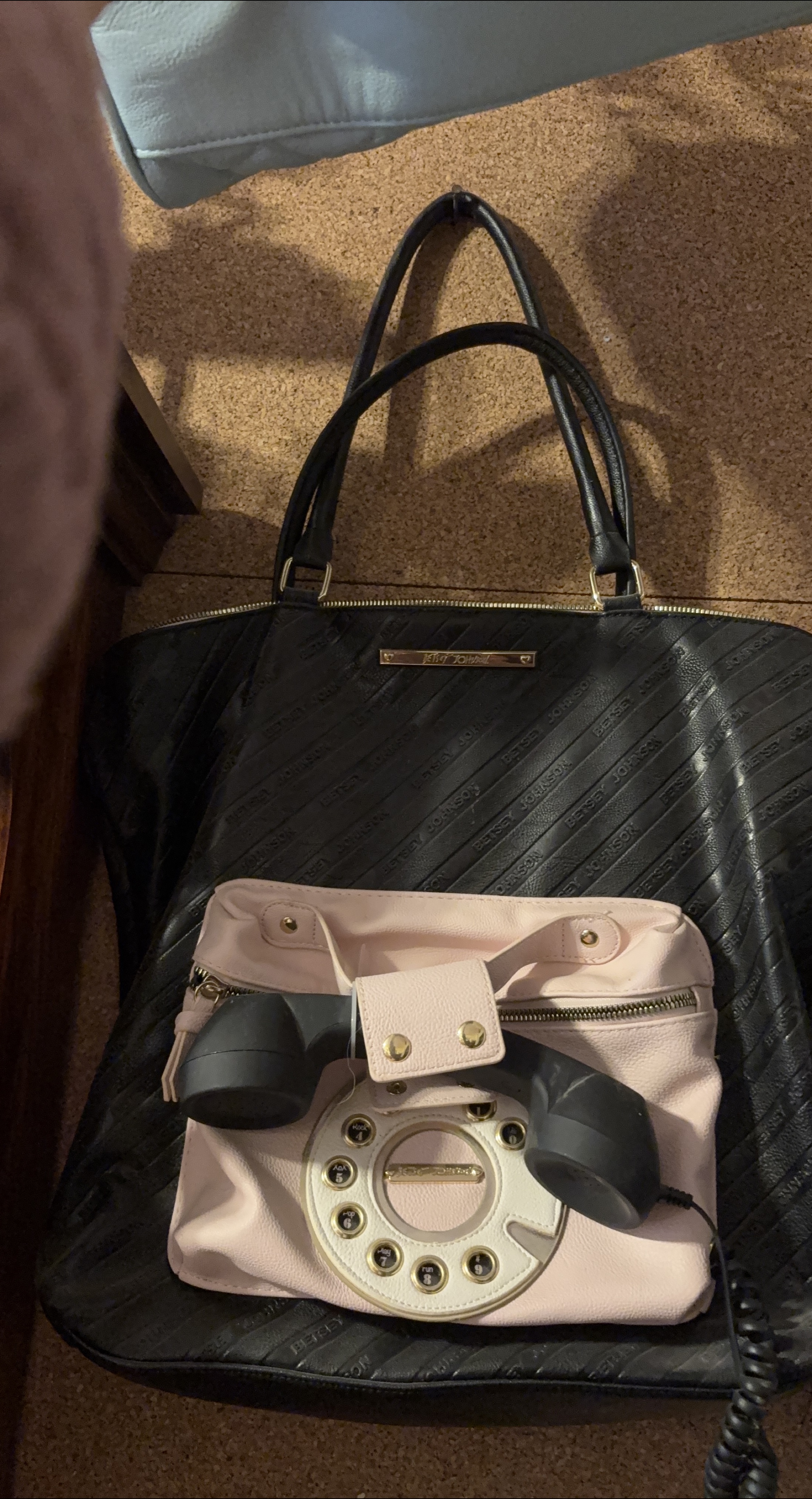 Betsey Johnson Black Tote & Rotary Phone Bag