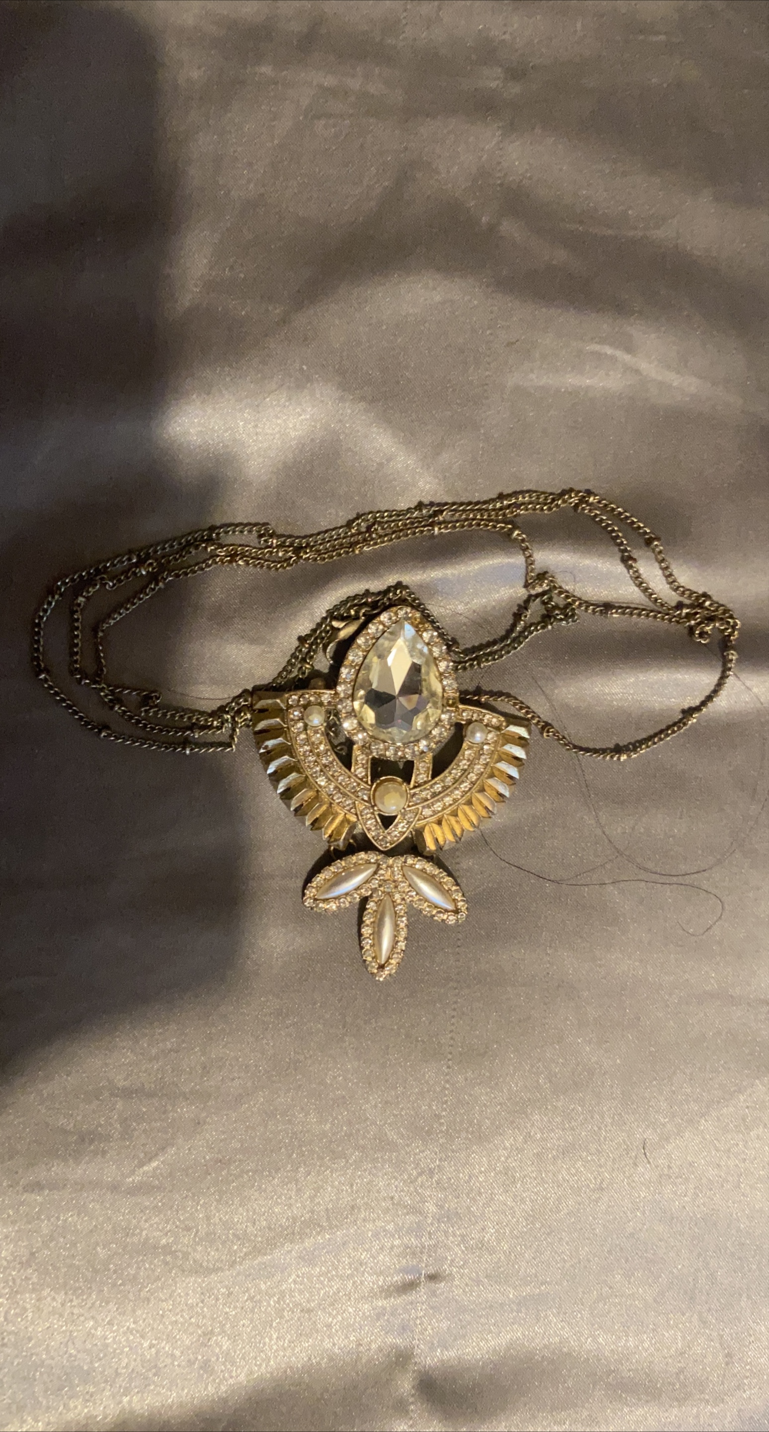 Statement Necklace - Gold & Rhinestone