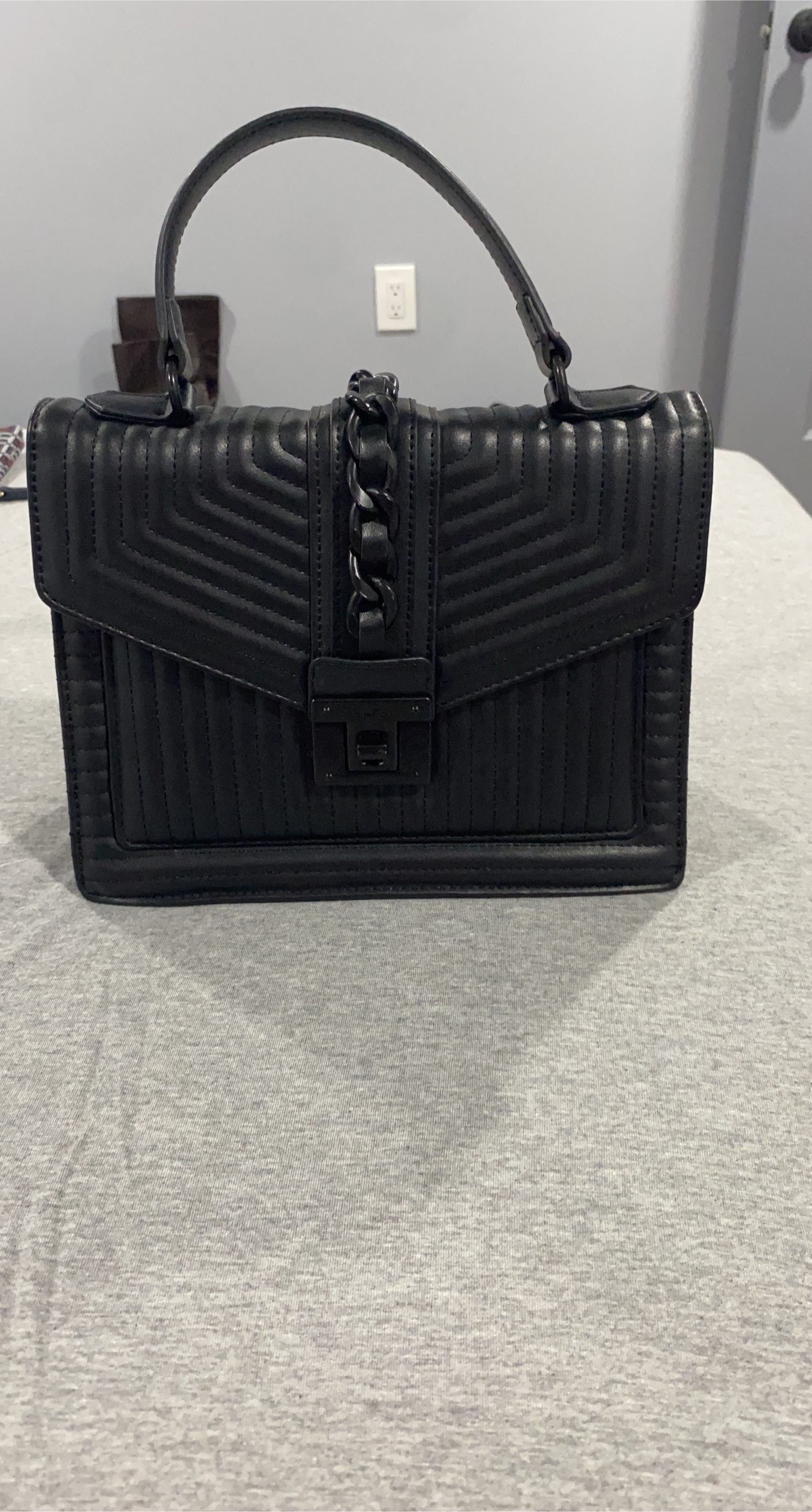 ALDO Black Quilted Satchel thumbnail