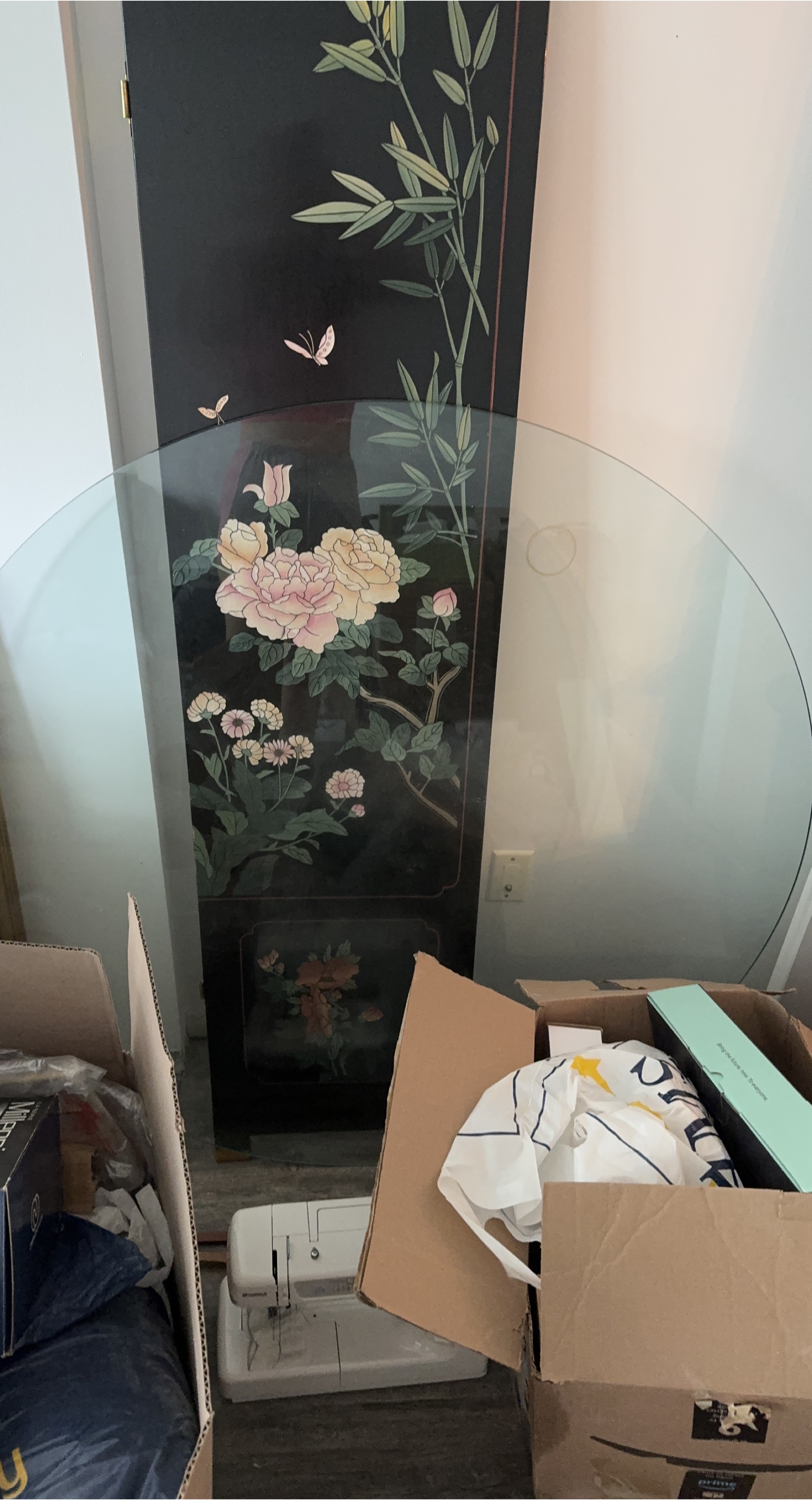 Glass Top Dining Table with Wooden Stand thumbnail