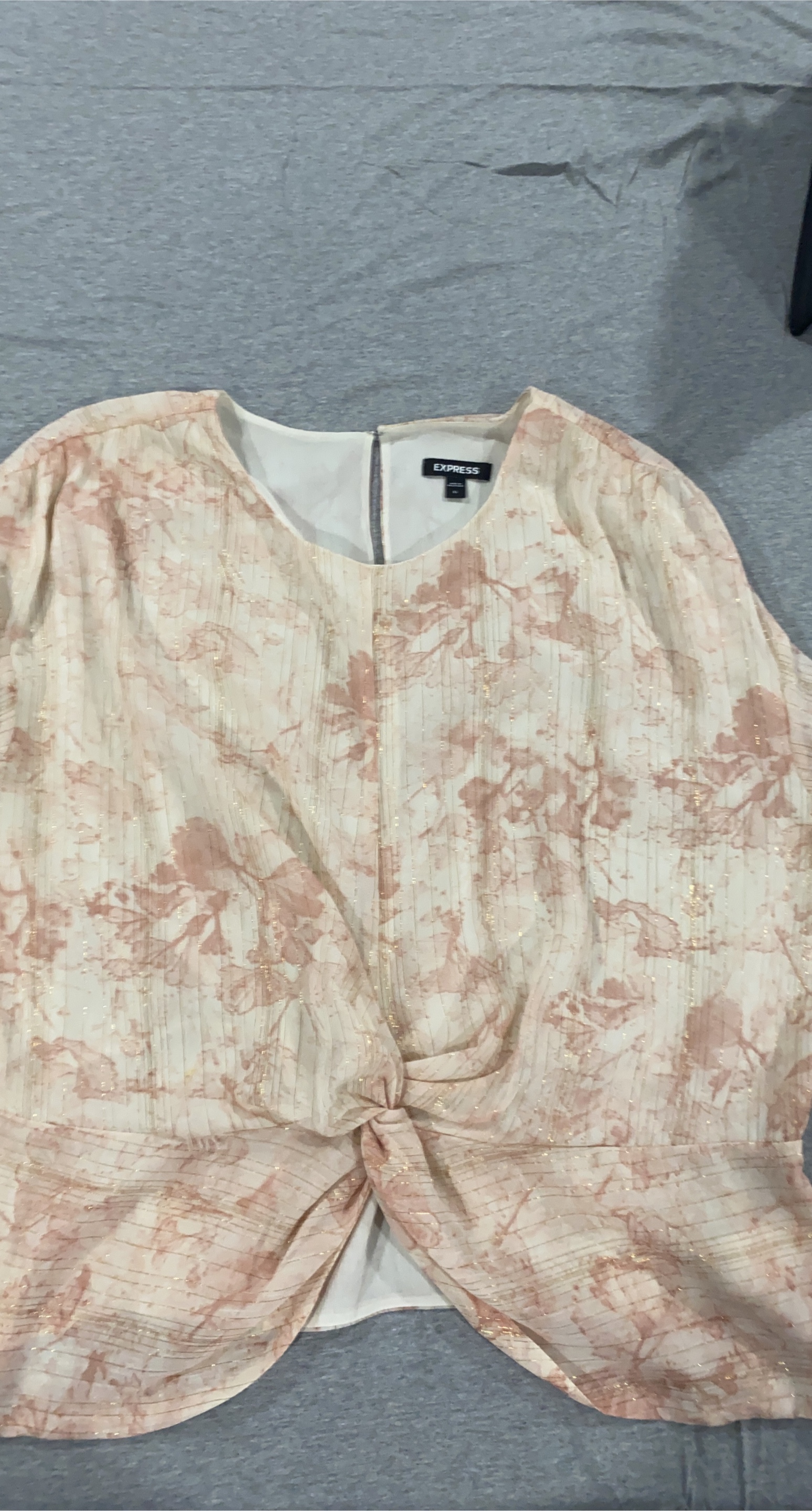 Express Floral Knot-Front Top - Size M thumbnail