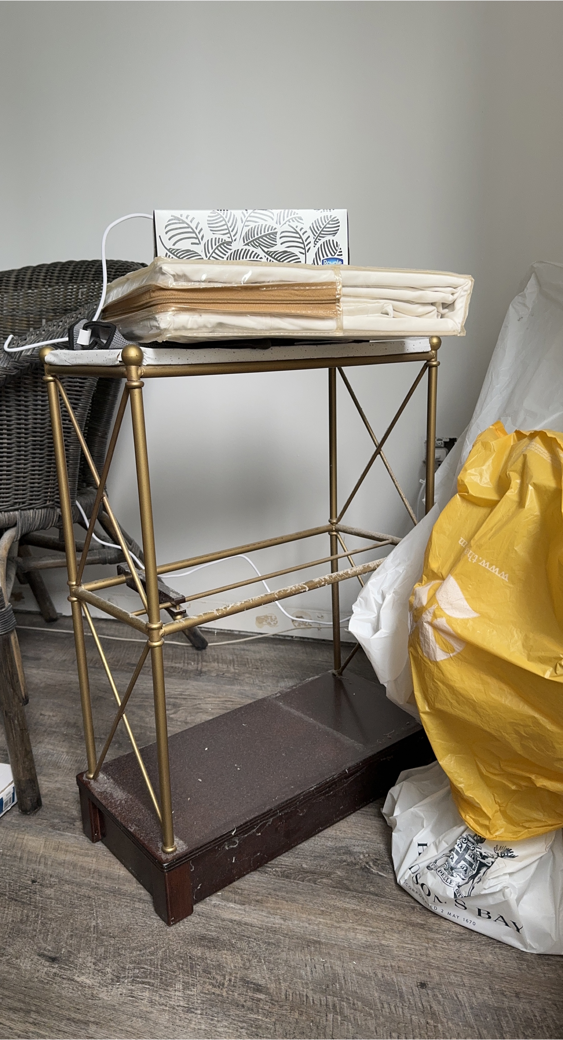 Gold Side Table with Shelf thumbnail