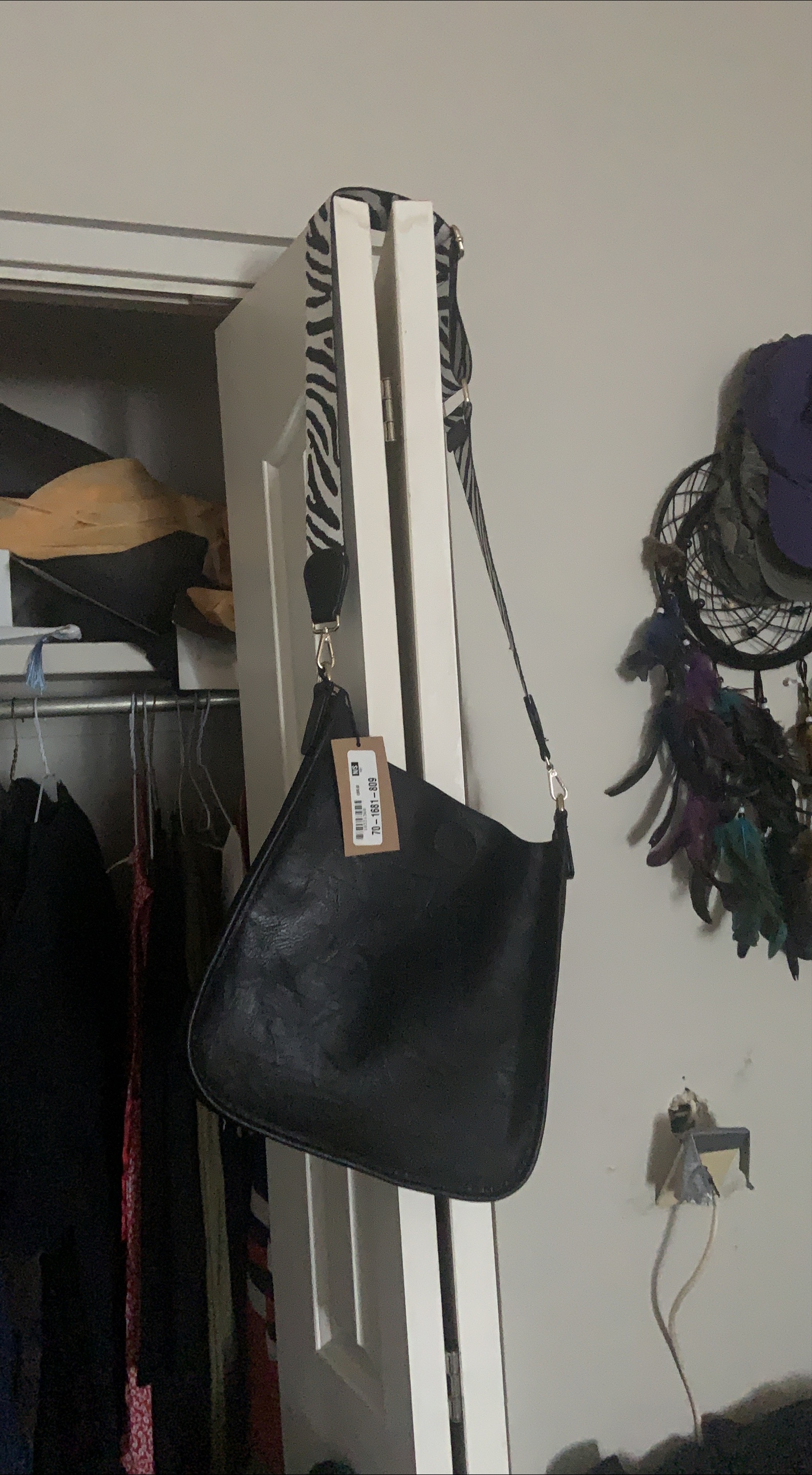 Black Crossbody Bag w/ Zebra Strap