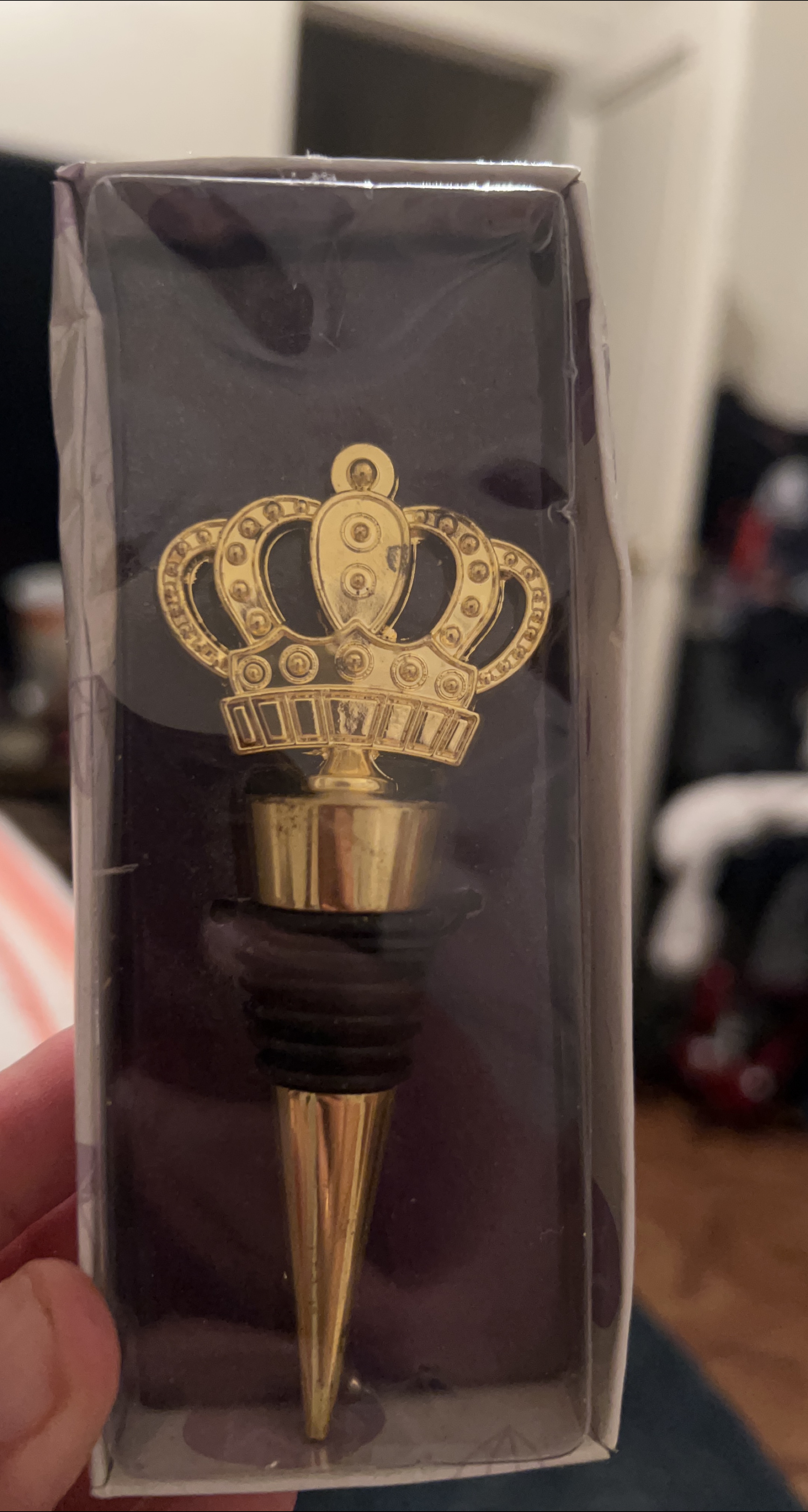 Gold Crown Bottle Stopper - New in Box! thumbnail