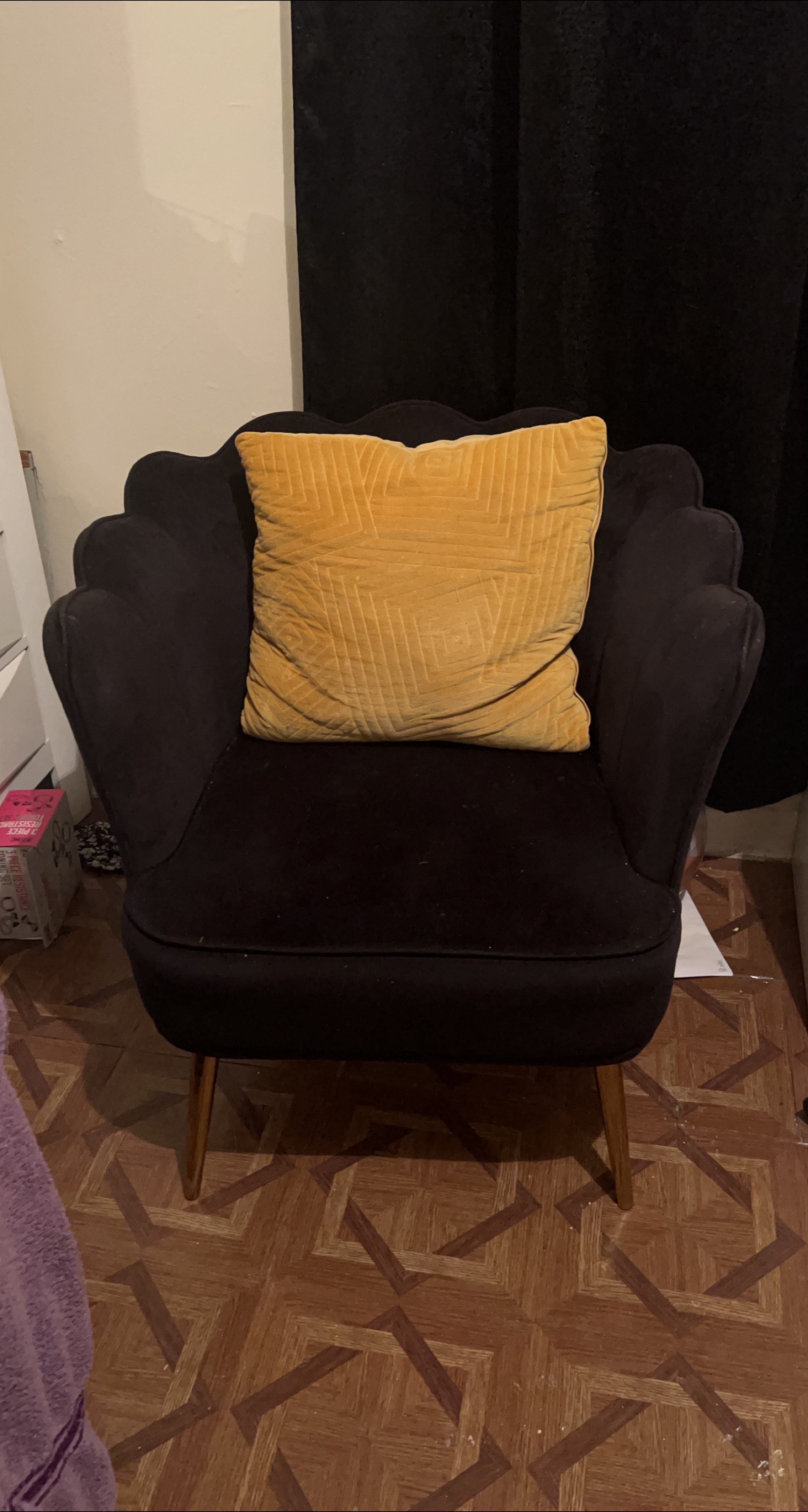 Black Accent Chair with Gold Pillow thumbnail