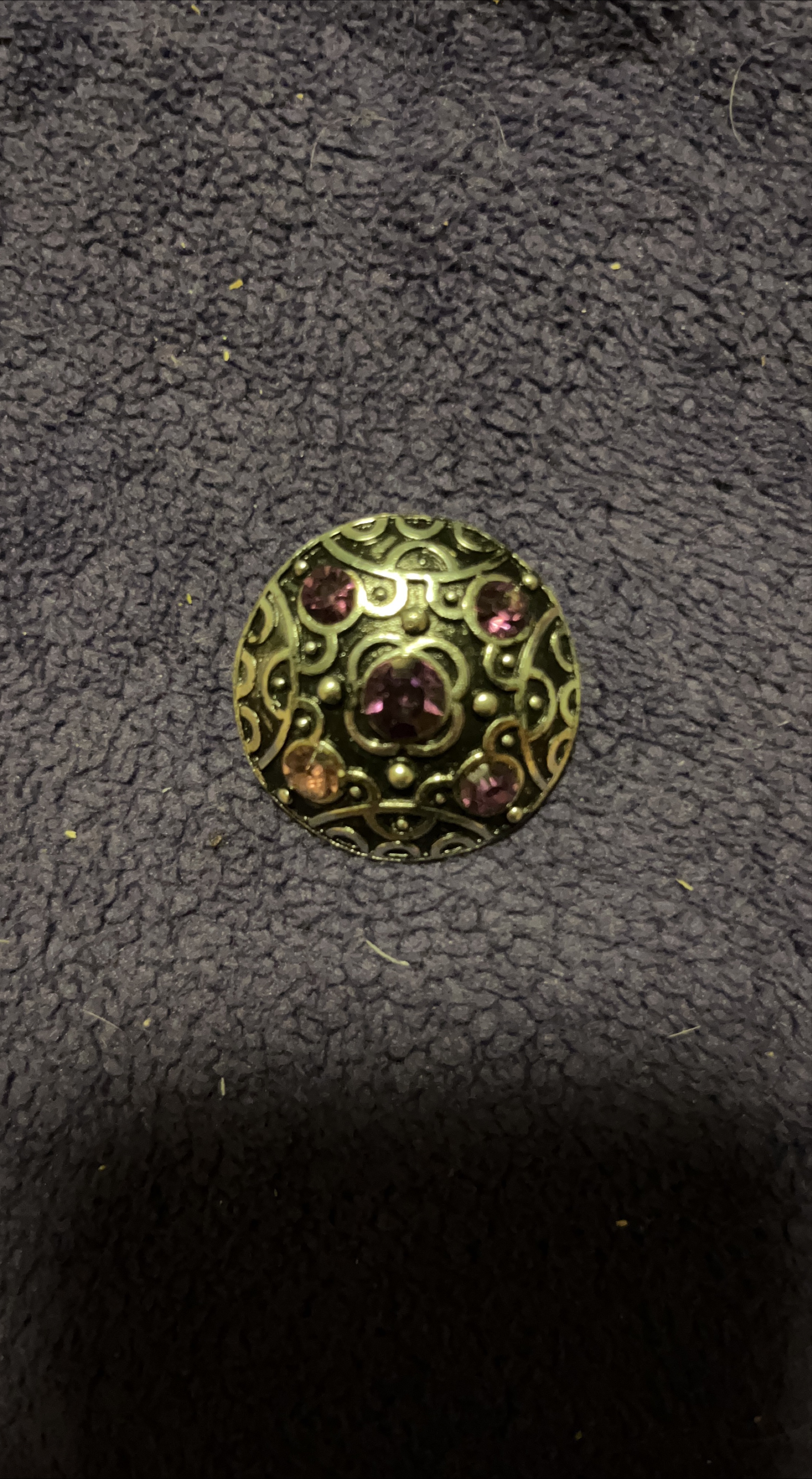 Vintage Silver Tone Brooch with Purple Accents thumbnail