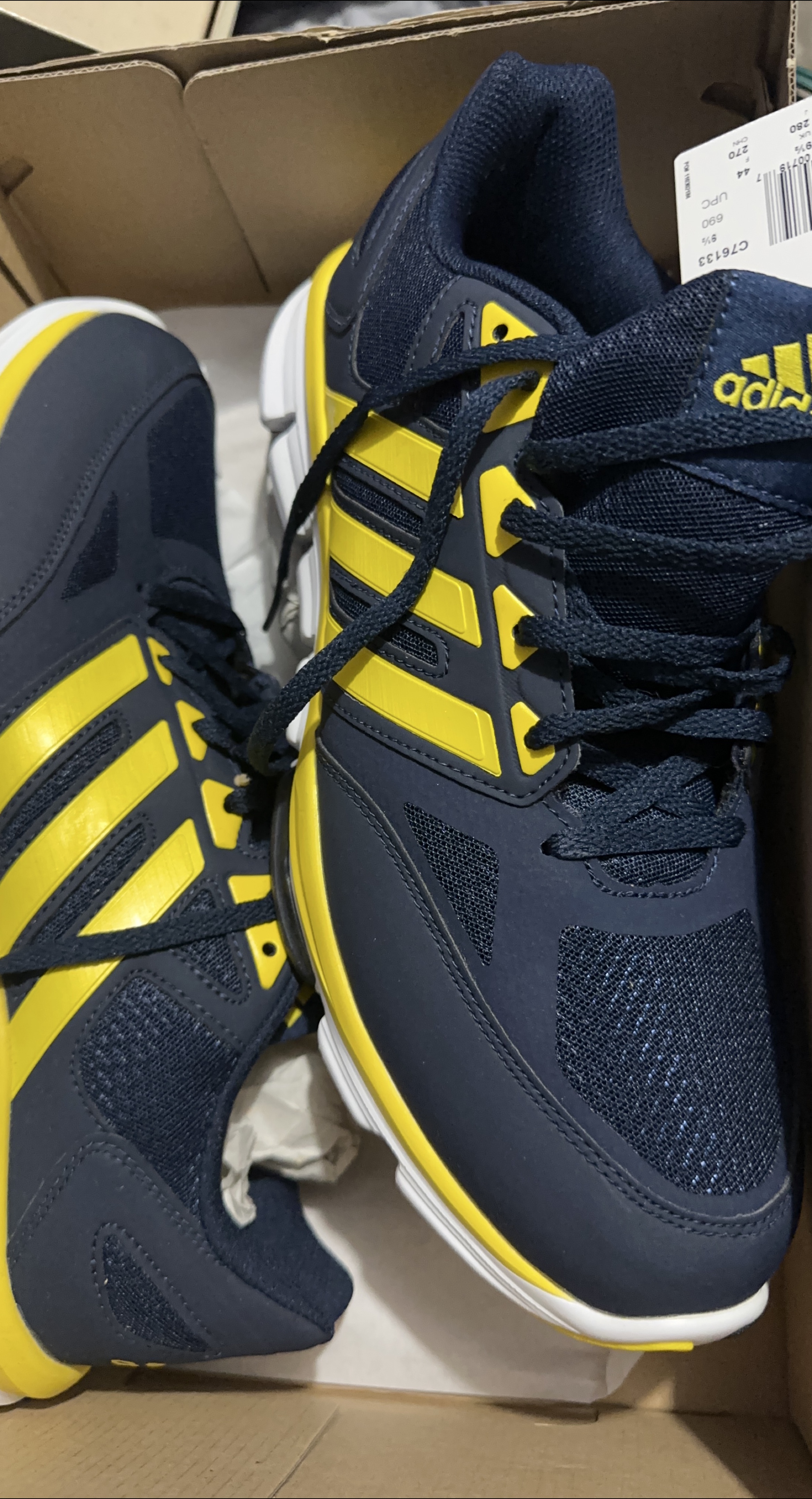 Adidas Blue & Yellow Running Shoes - Size 10
