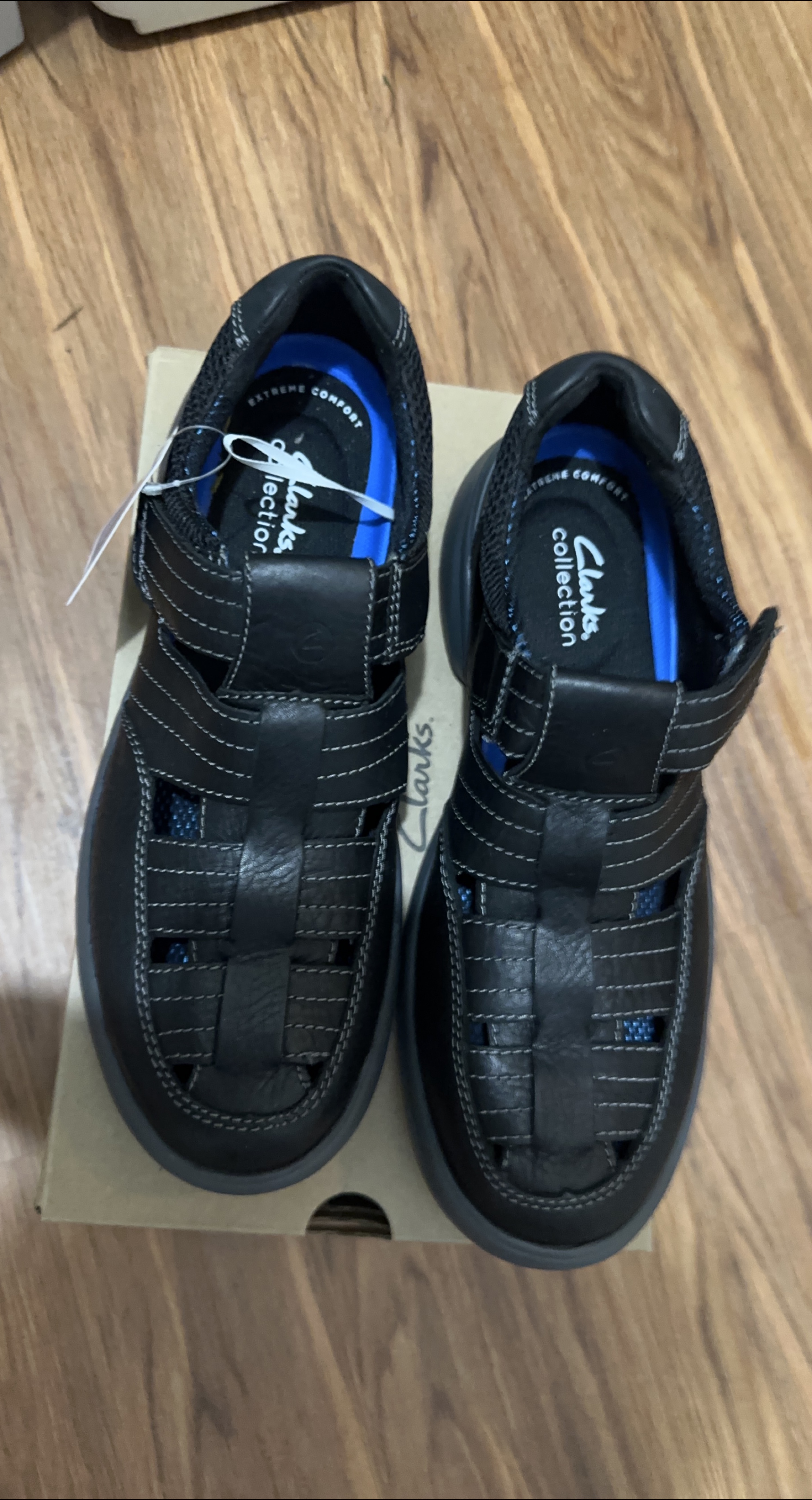 Clarks Collection Black Leather Sandals
