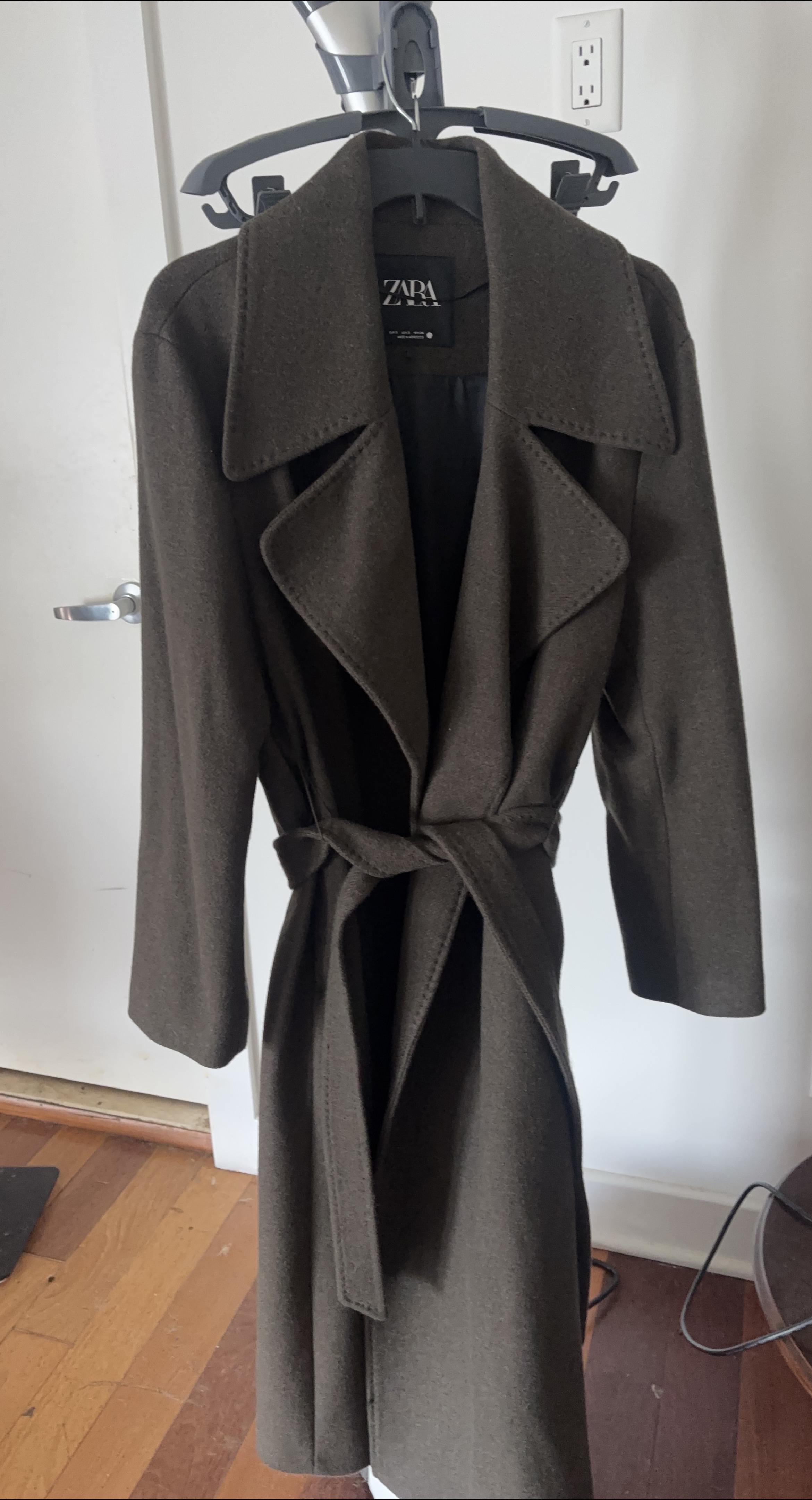 Zara Wool Blend Belted Coat - Size S- New without Tags thumbnail