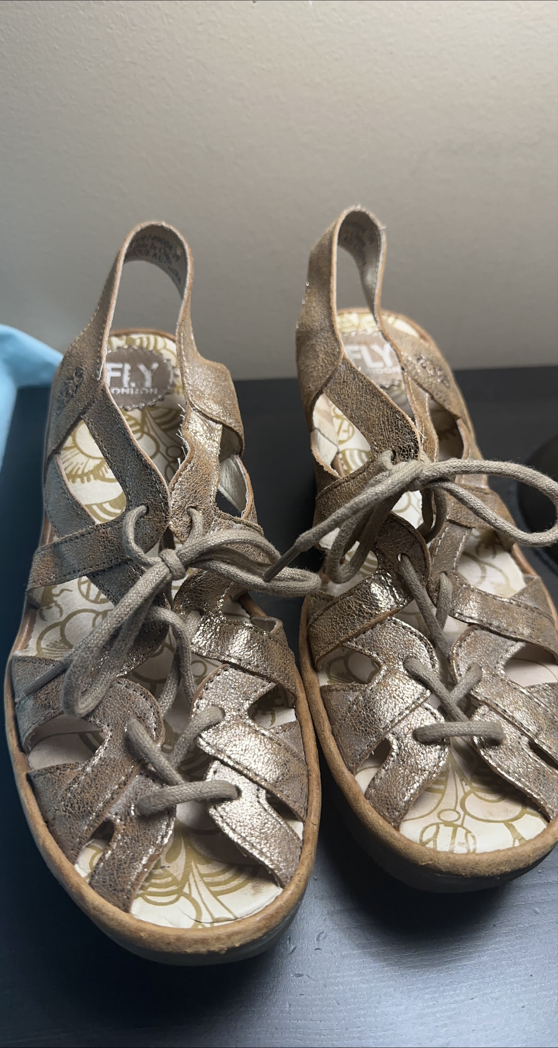 Fly London Bronze Leather Sandals thumbnail