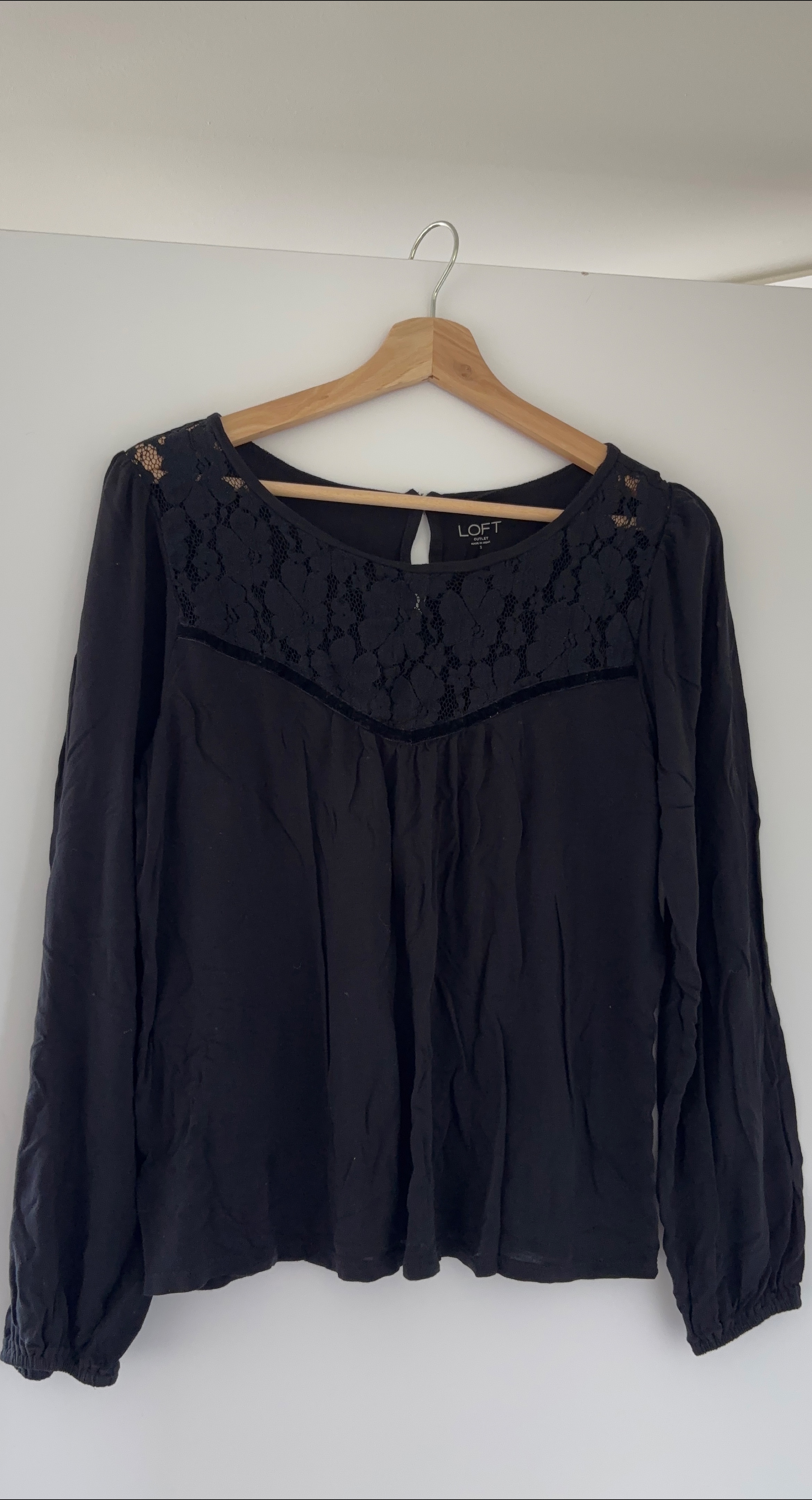 LOFT Black Lace Blouse thumbnail