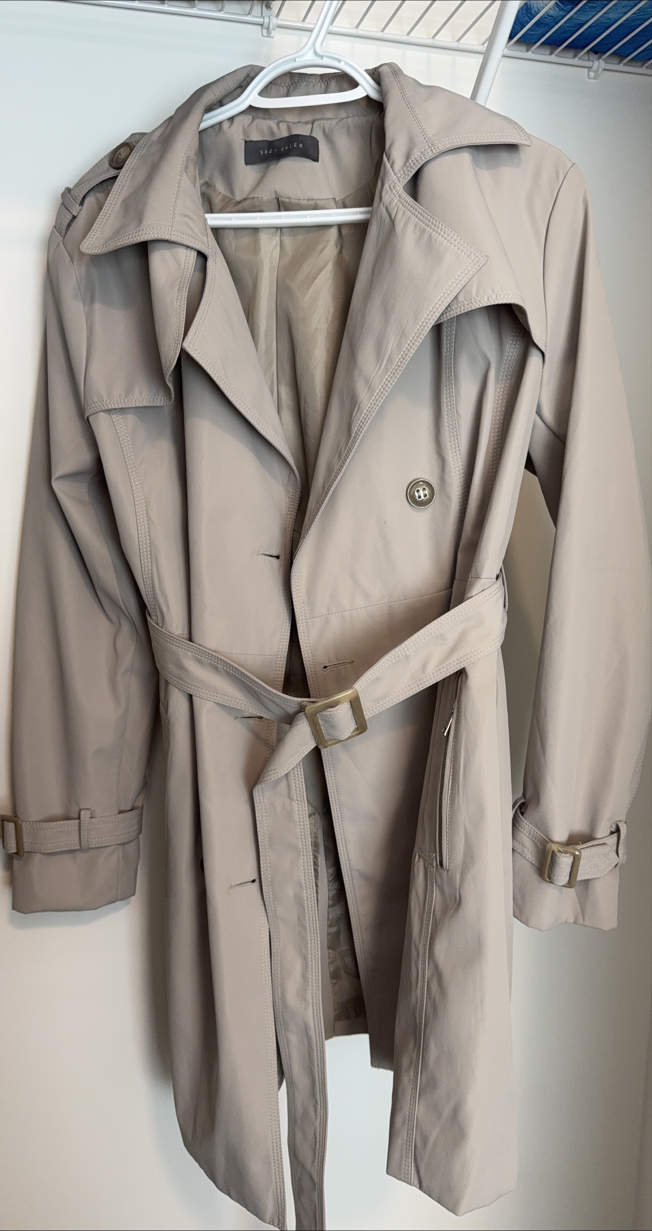 Suzy Shier Beige Trench Coat thumbnail