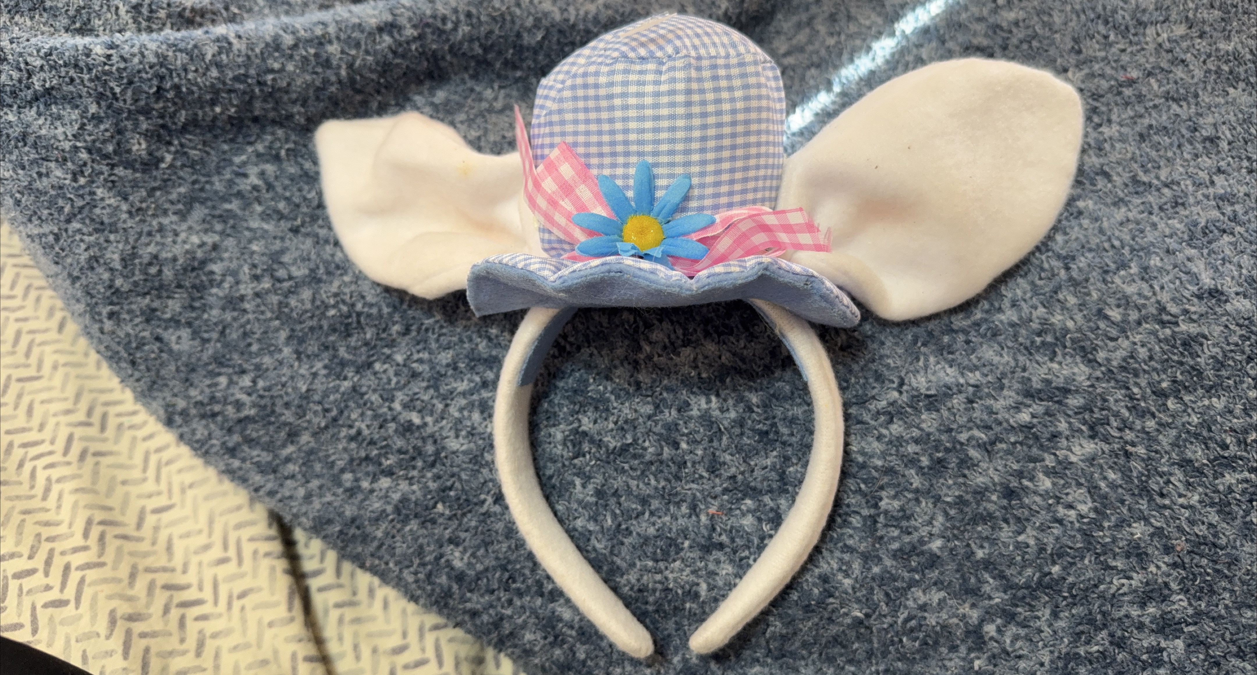 Blue Gingham Elephant Ear Headband thumbnail