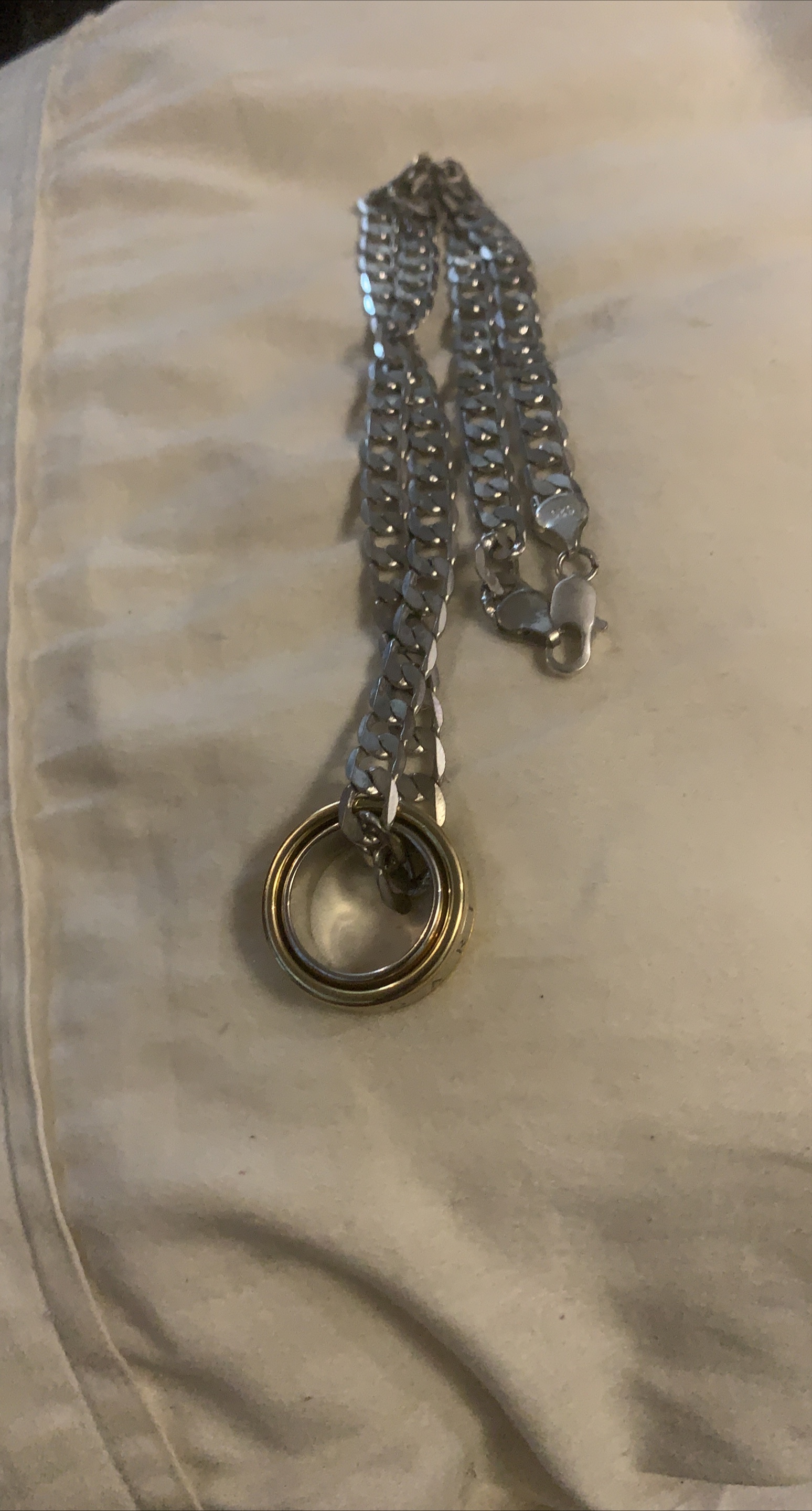 Silver Chain Necklace with Ring Pendant thumbnail