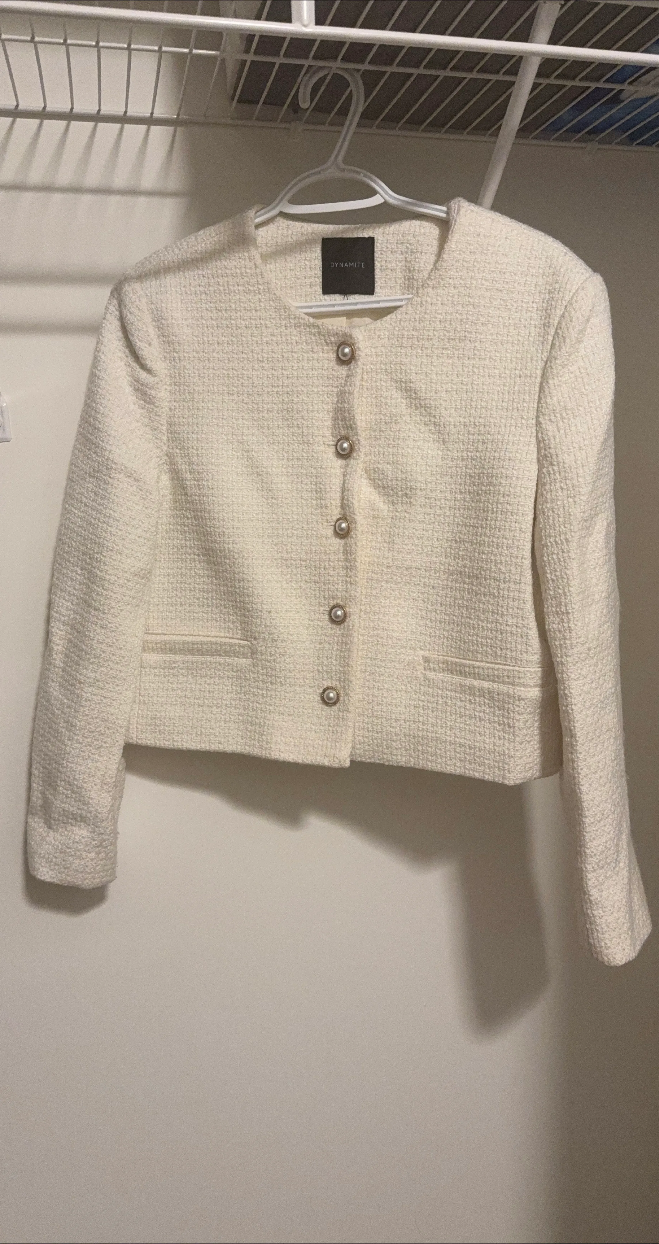 Dynamite White Tweed Jacket