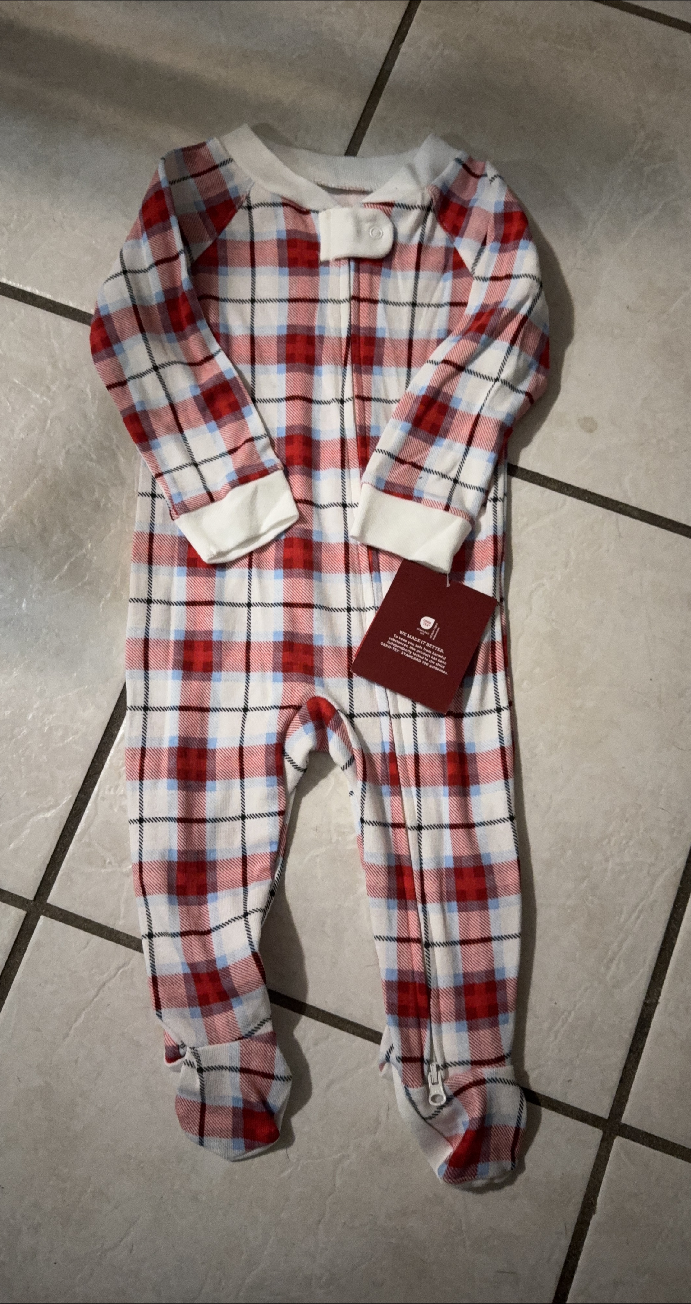 Red Plaid Baby Onesie