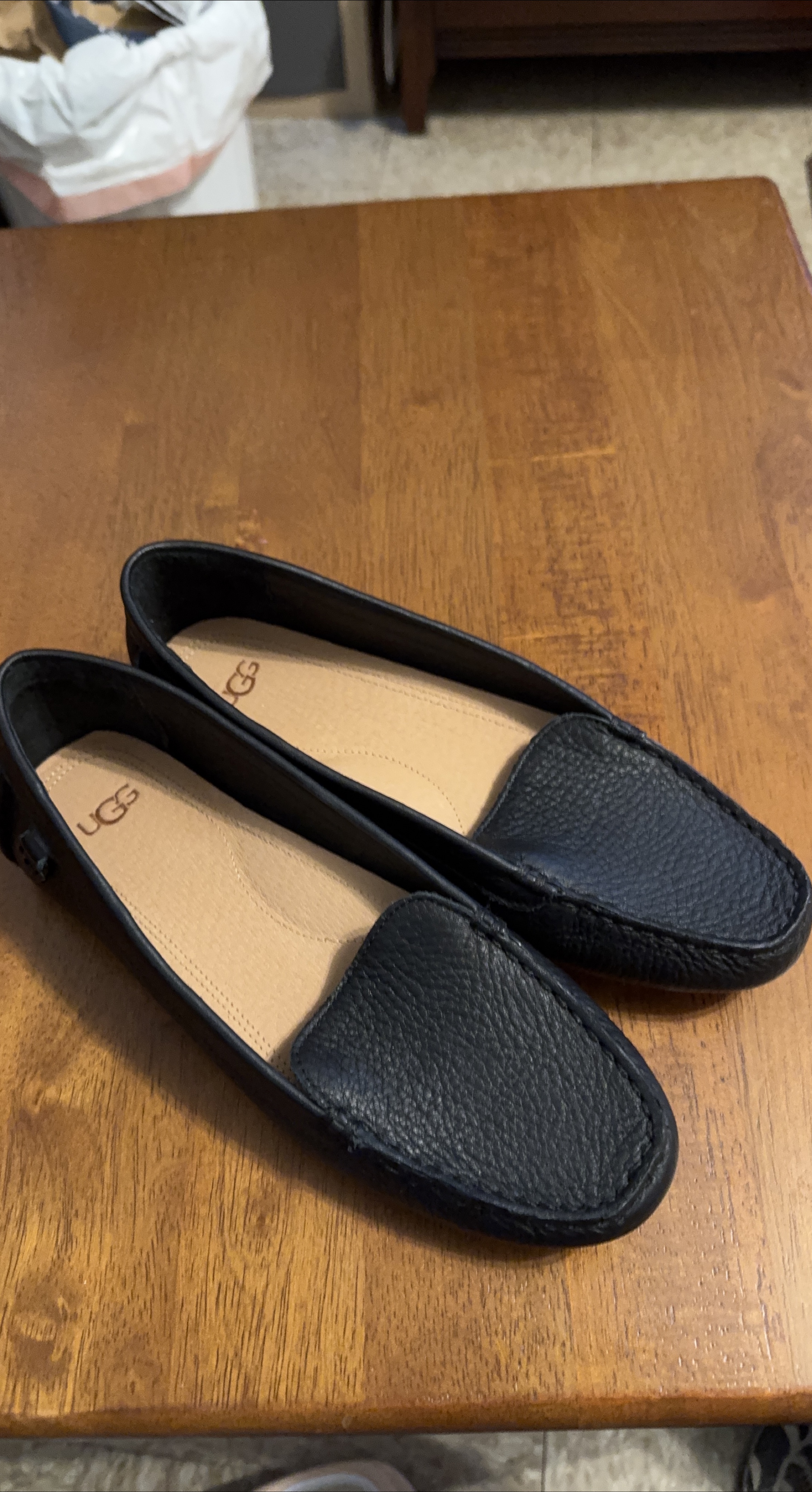 UGG Black Leather Loafers thumbnail