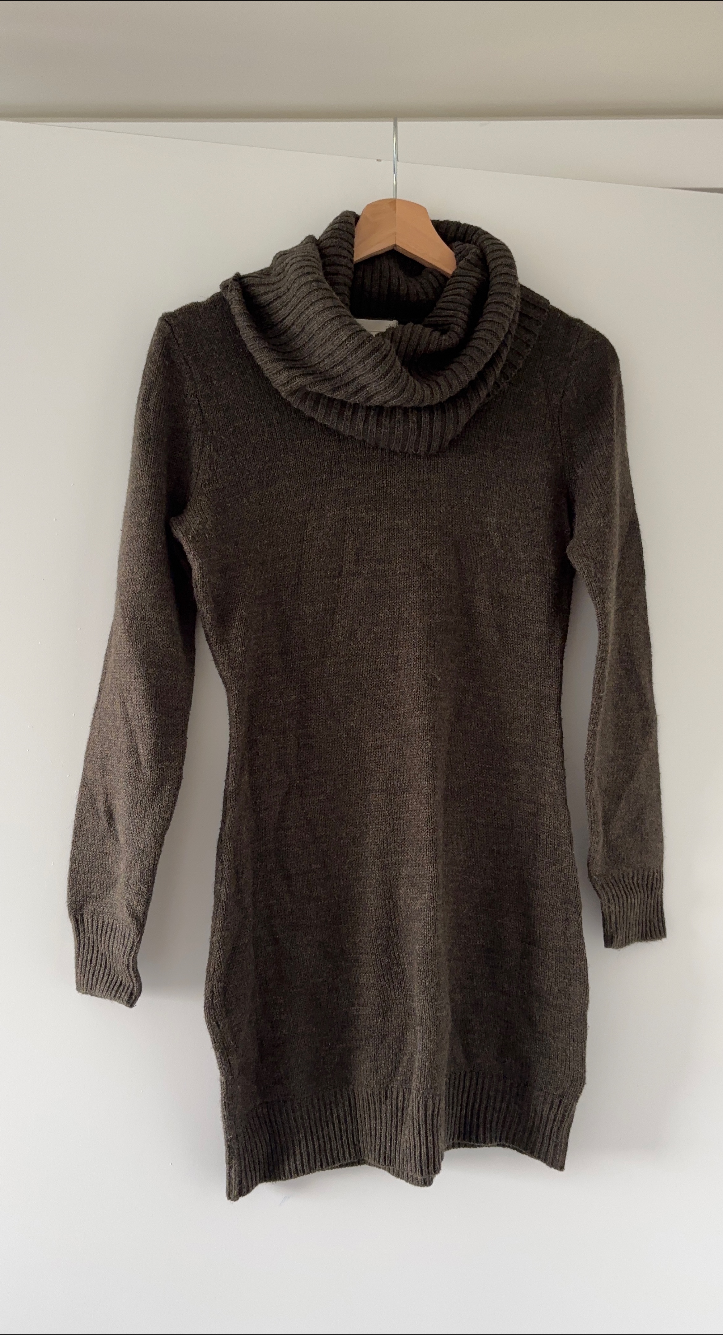 Brown Cowl Neck Sweater Dress thumbnail