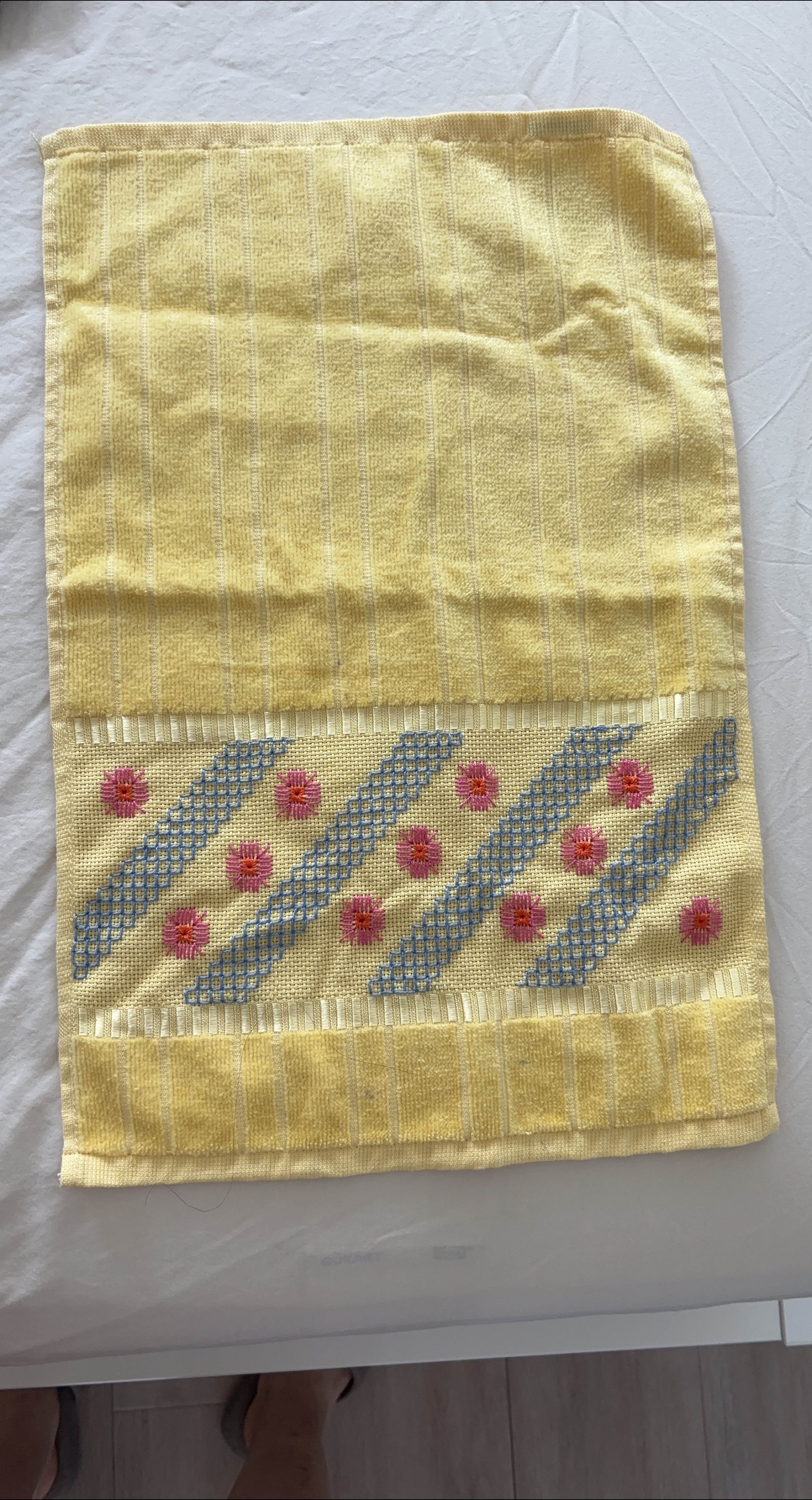 Yellow Hand Towel with Floral Embroidery thumbnail