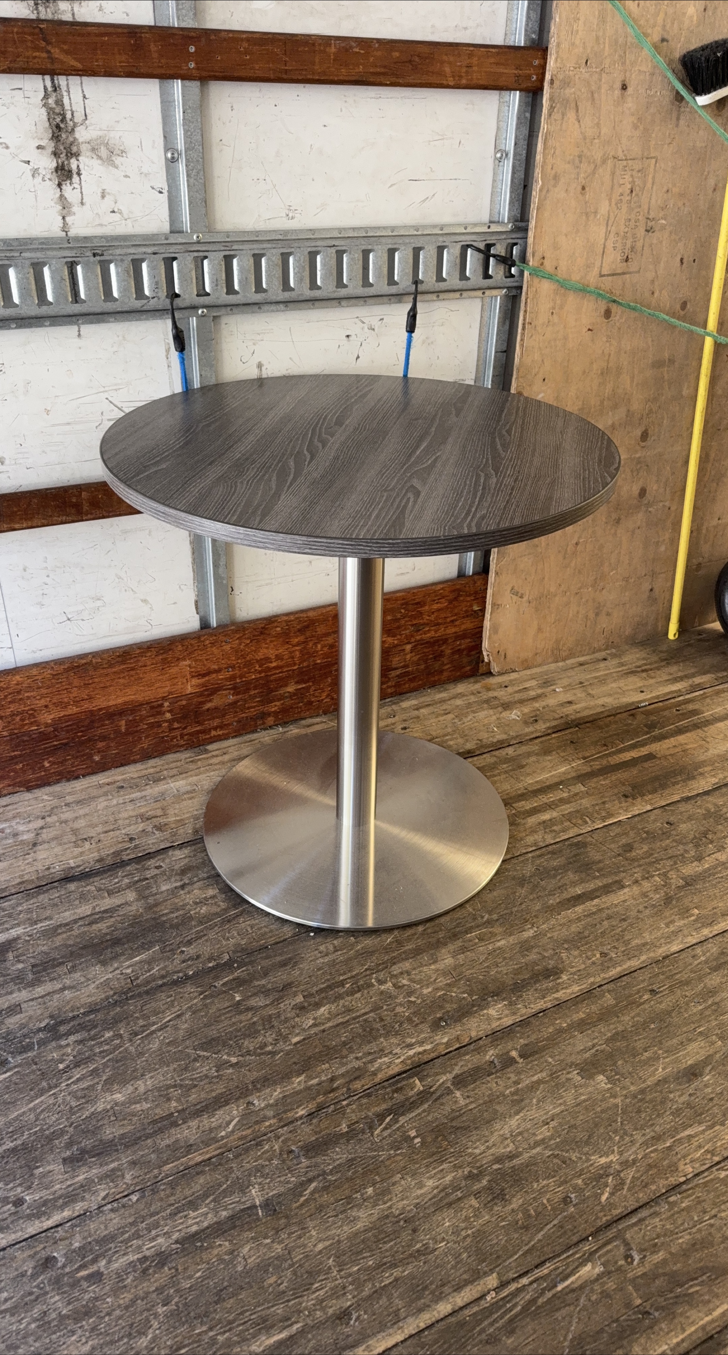 Round Grey Table with Metal Base thumbnail