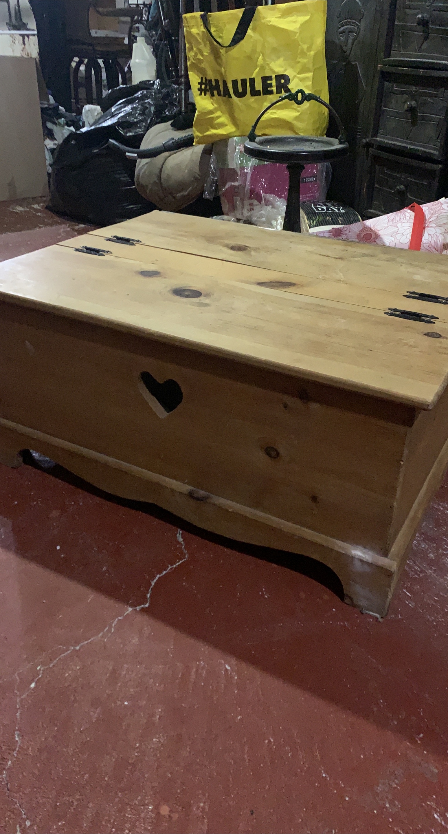 Wooden Storage Chest with Heart Detail thumbnail