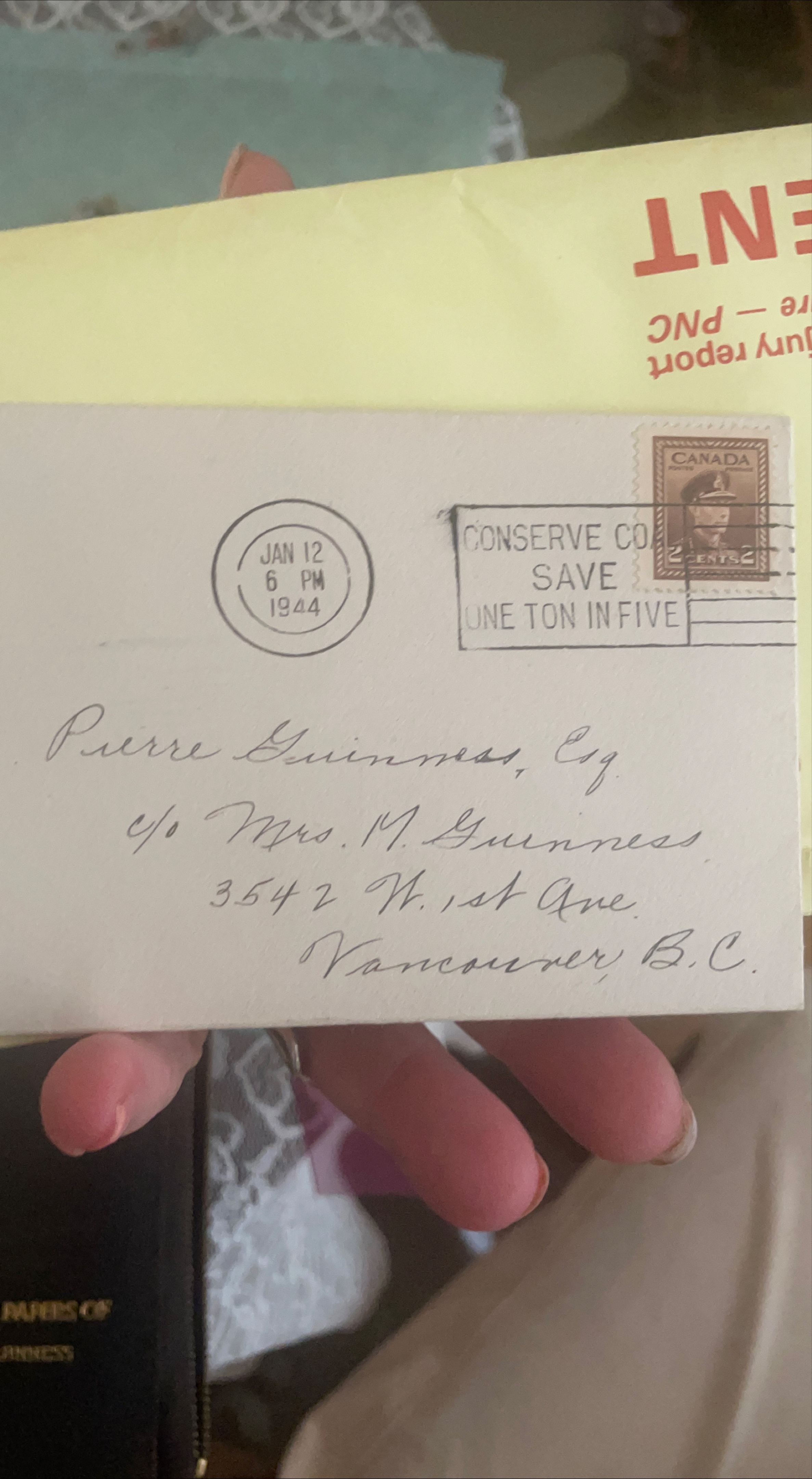 Vintage Envelope - Pierre Guinness, Vancouver BC thumbnail