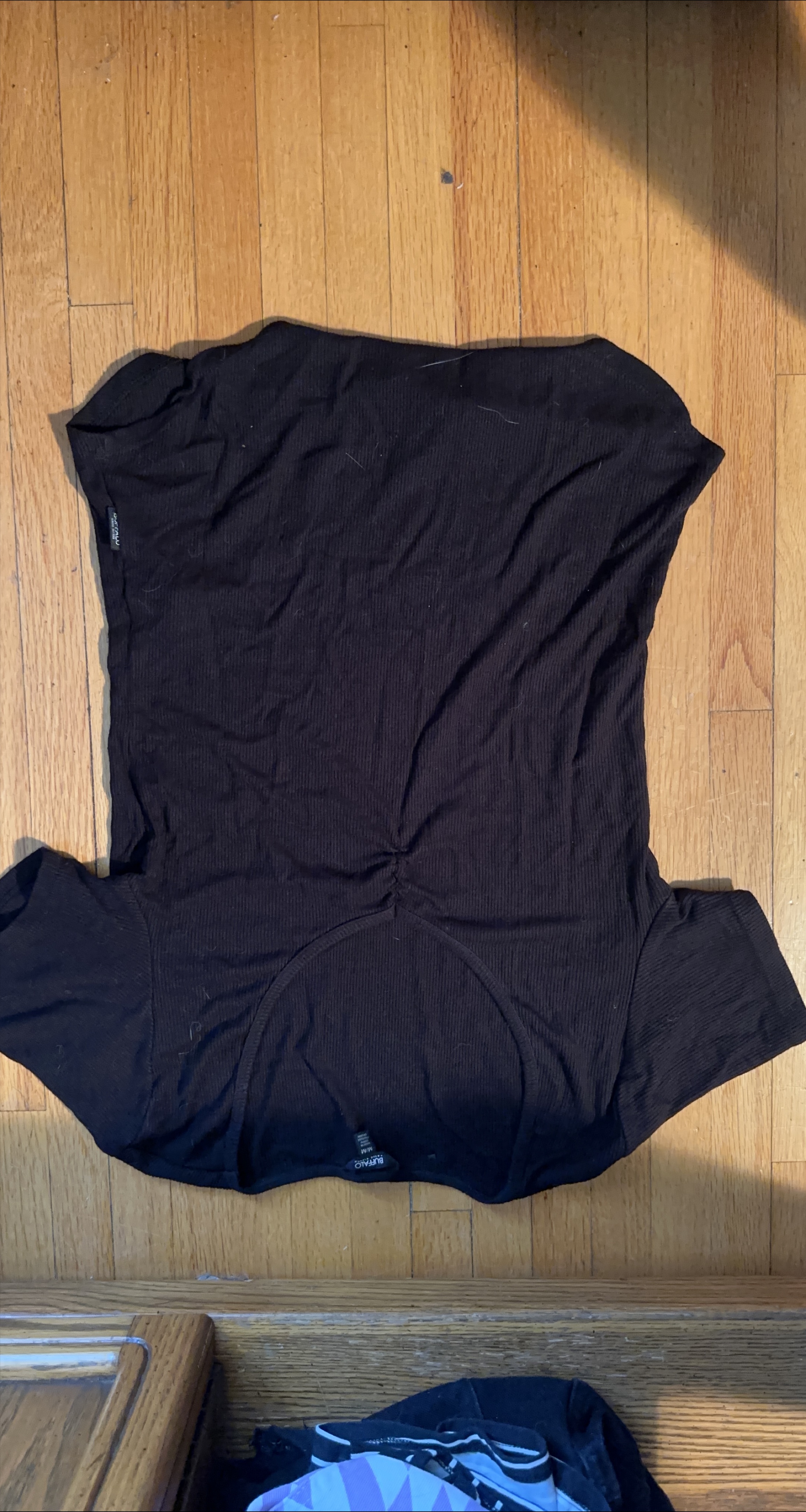 Buffalo David Bitton Black Ribbed Top - M thumbnail