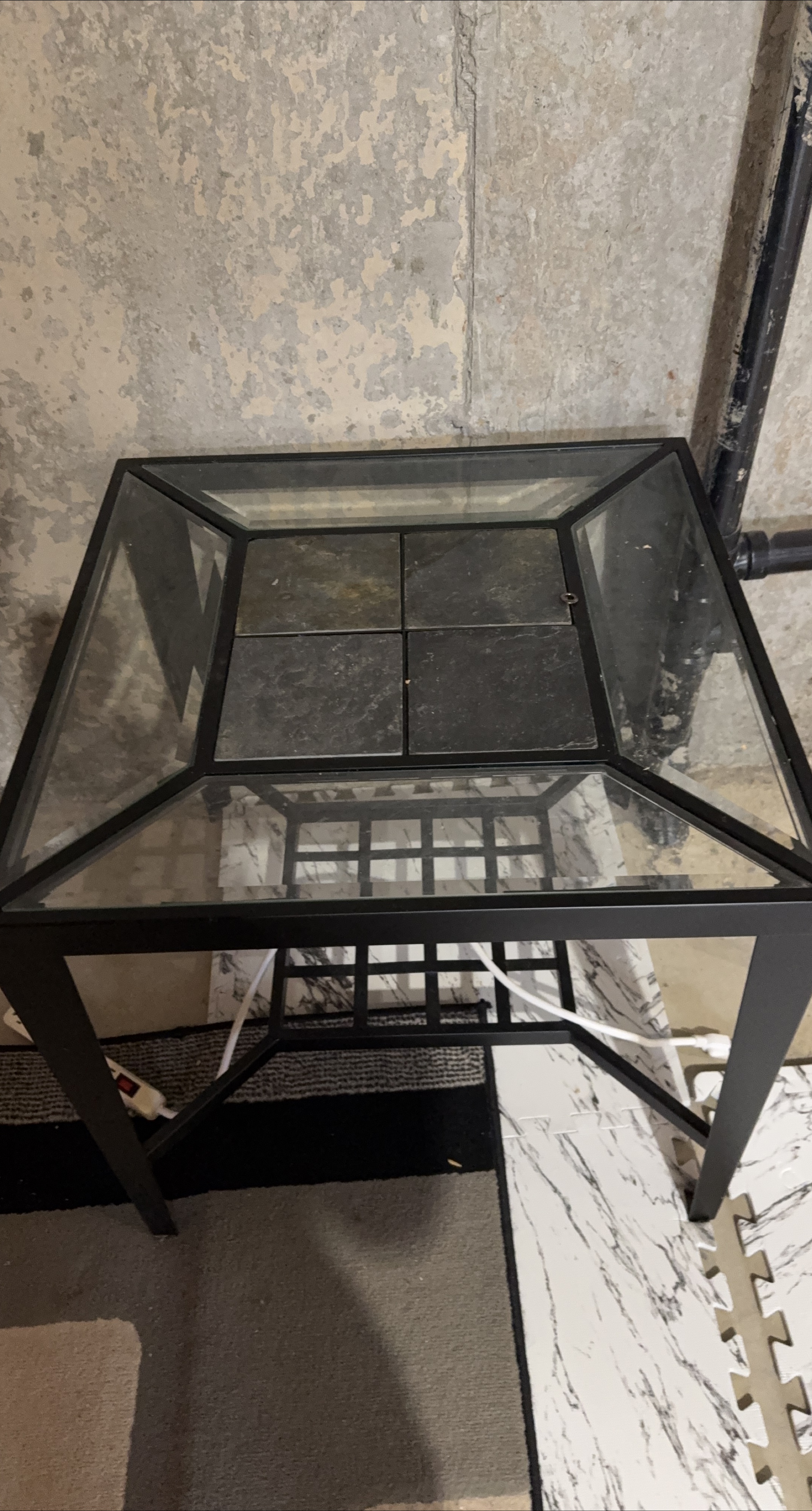 Black Metal & Glass Coffee Table