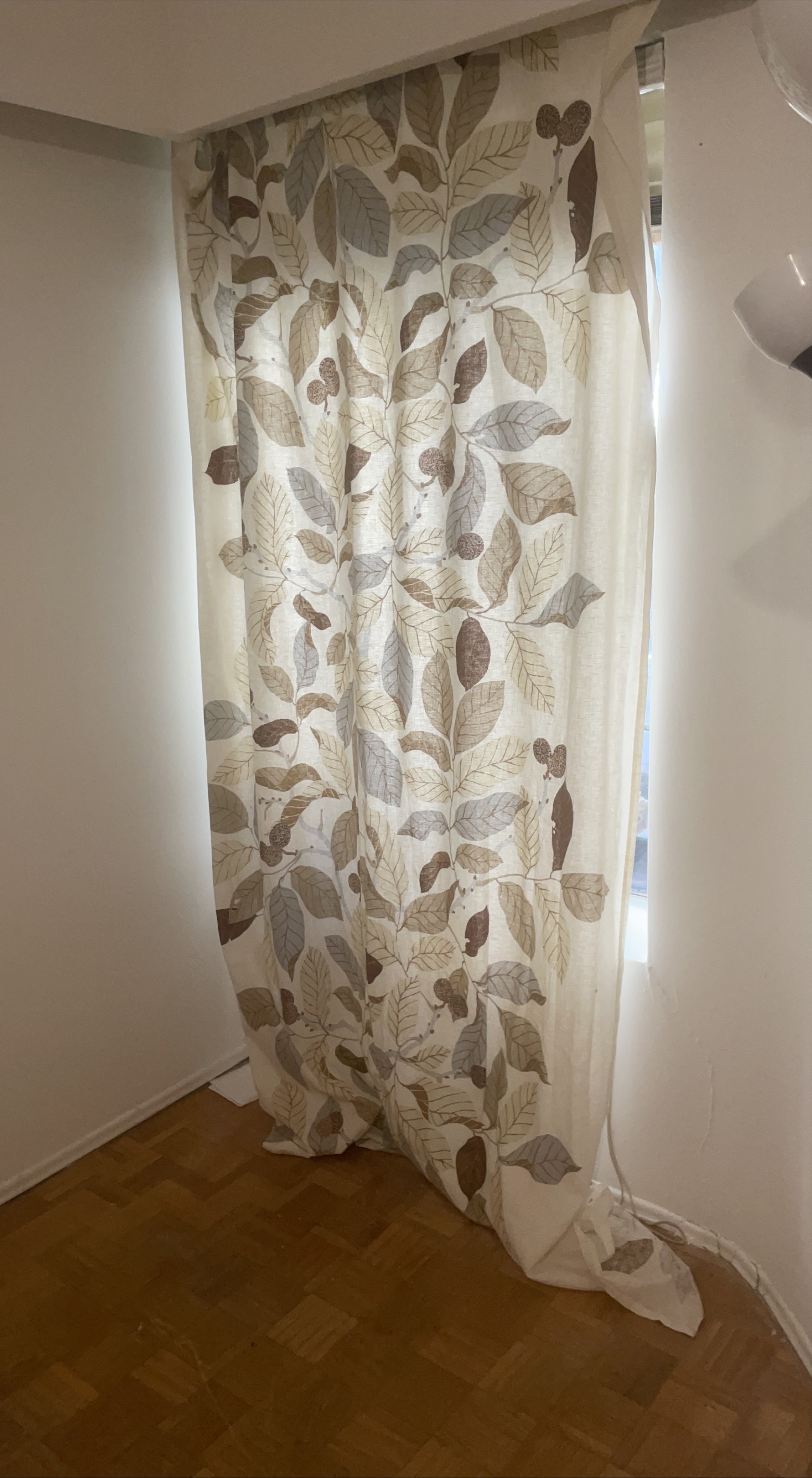 3 beautiful linen -Leaf Pattern Curtain full lengths thumbnail