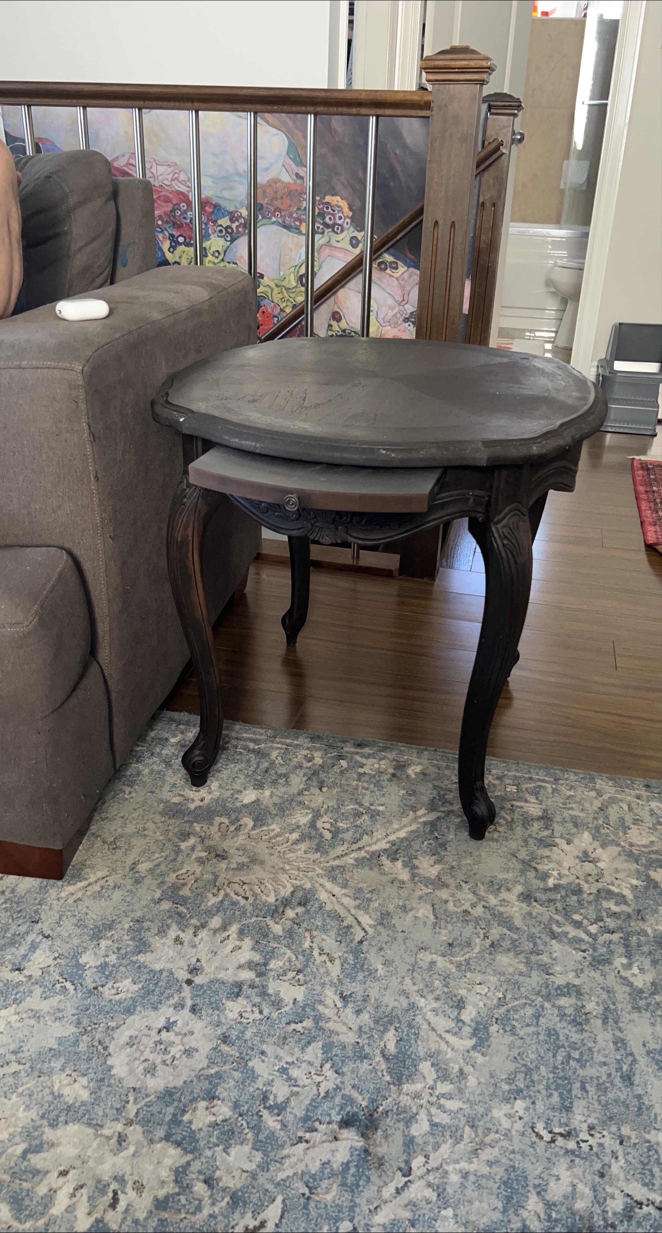 Antique Oval table and 2 Side tables with SECRET sideboards. thumbnail