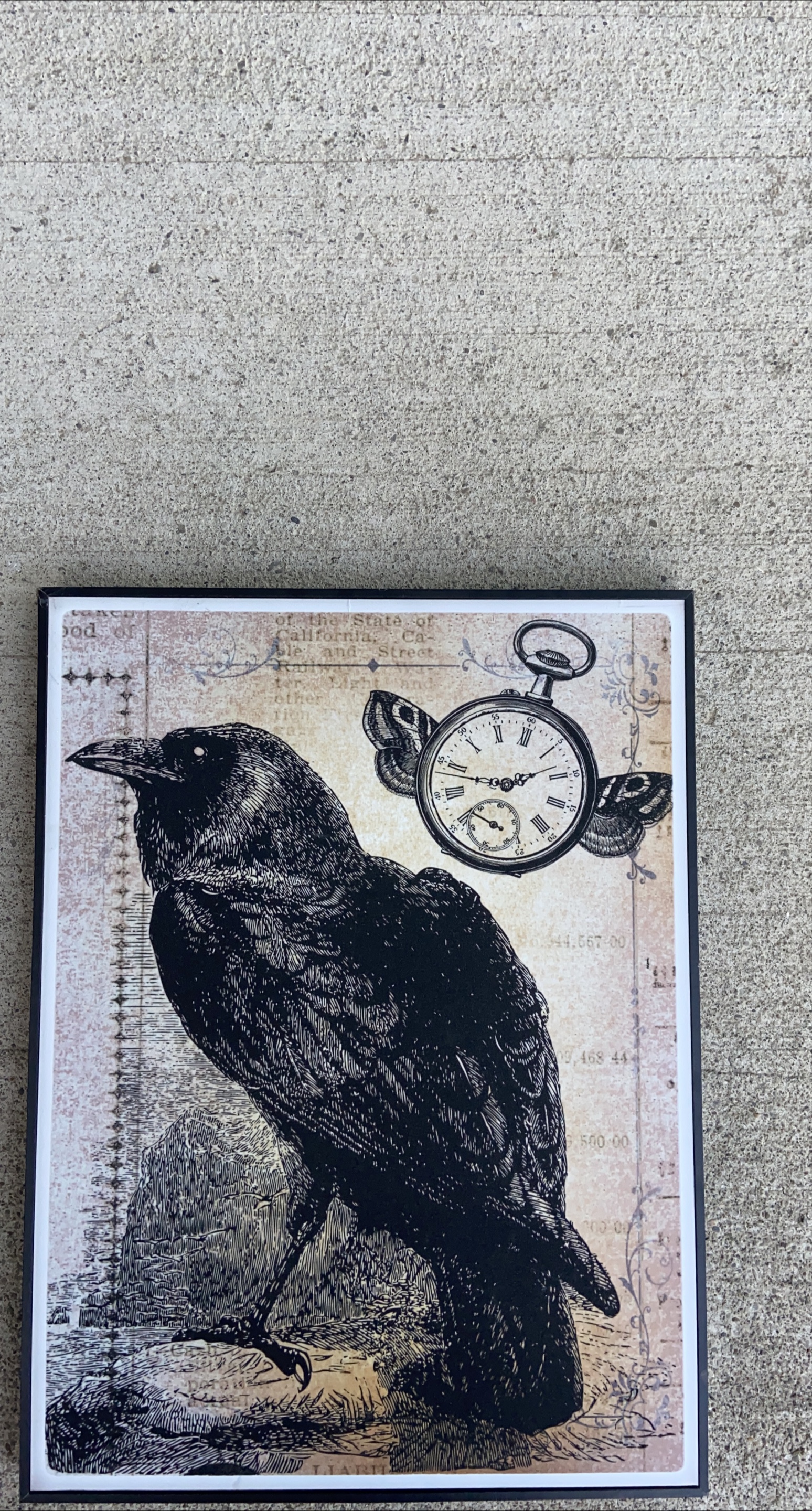 Raven & Clock Framed Art Print thumbnail
