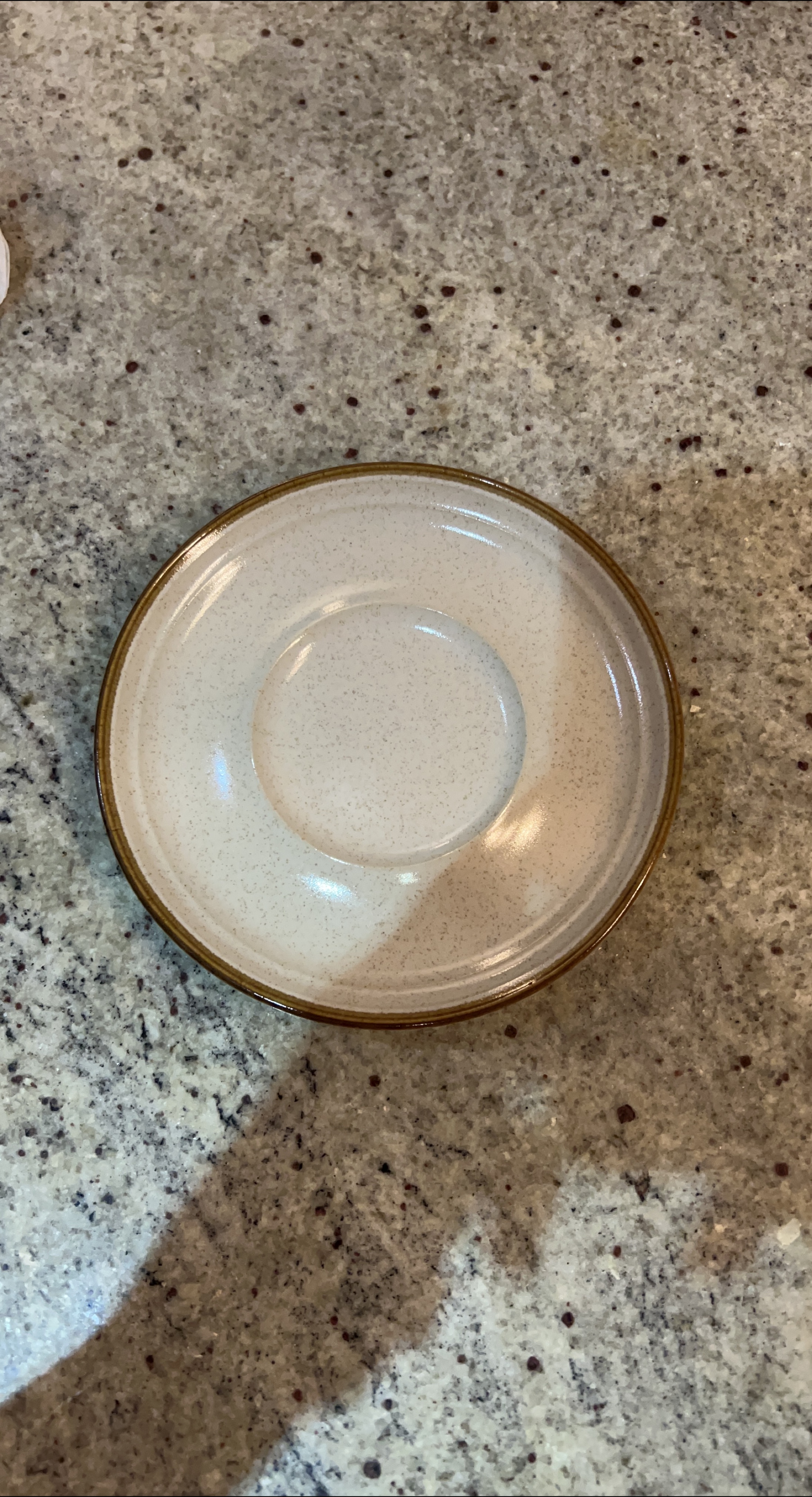 🧡 - Free Ceramic Saucer Plate - Beige with Brown Rim thumbnail