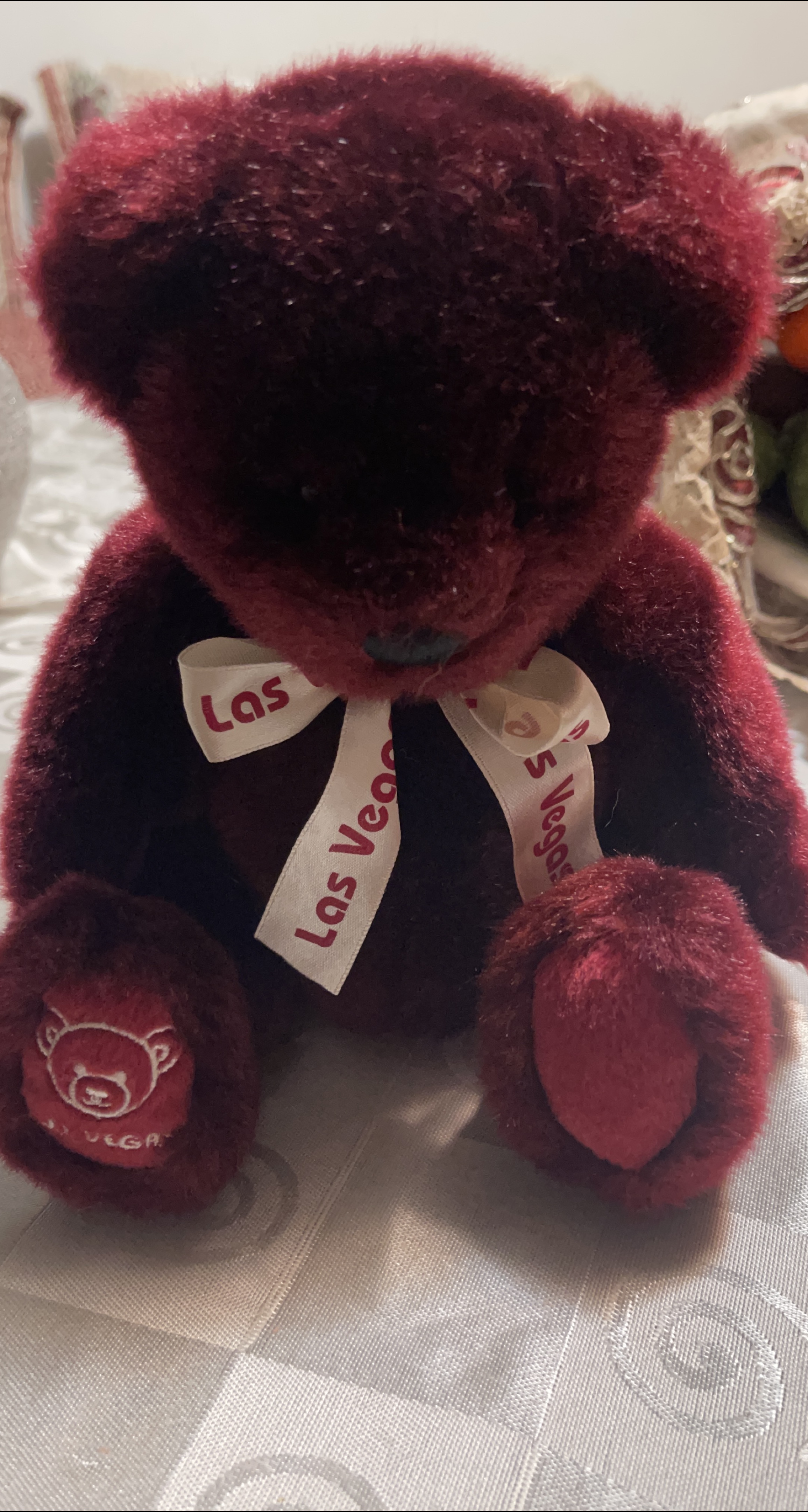 Las Vegas Burgundy Teddy Bear thumbnail