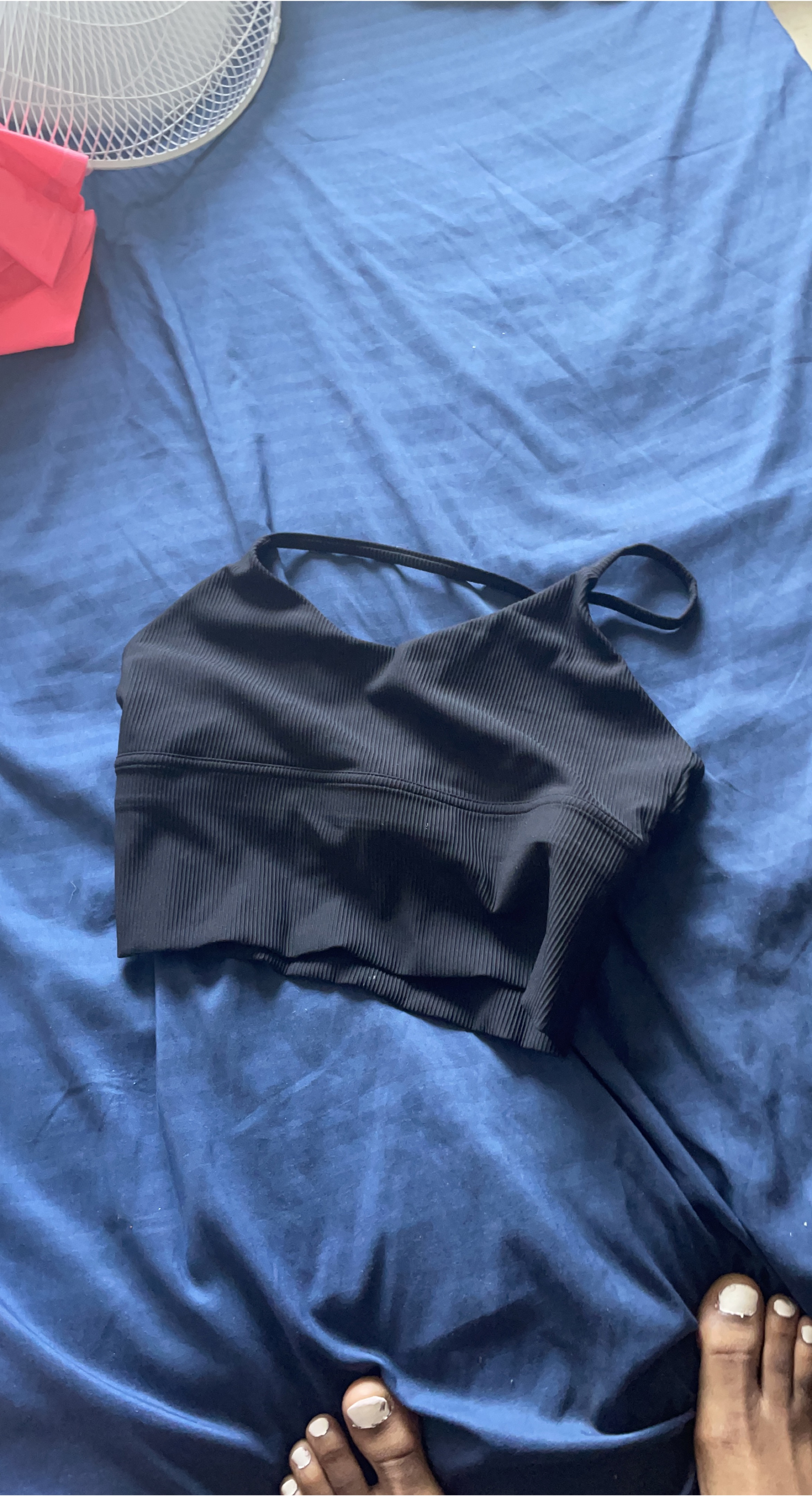 Black Ribbed Sports Bra