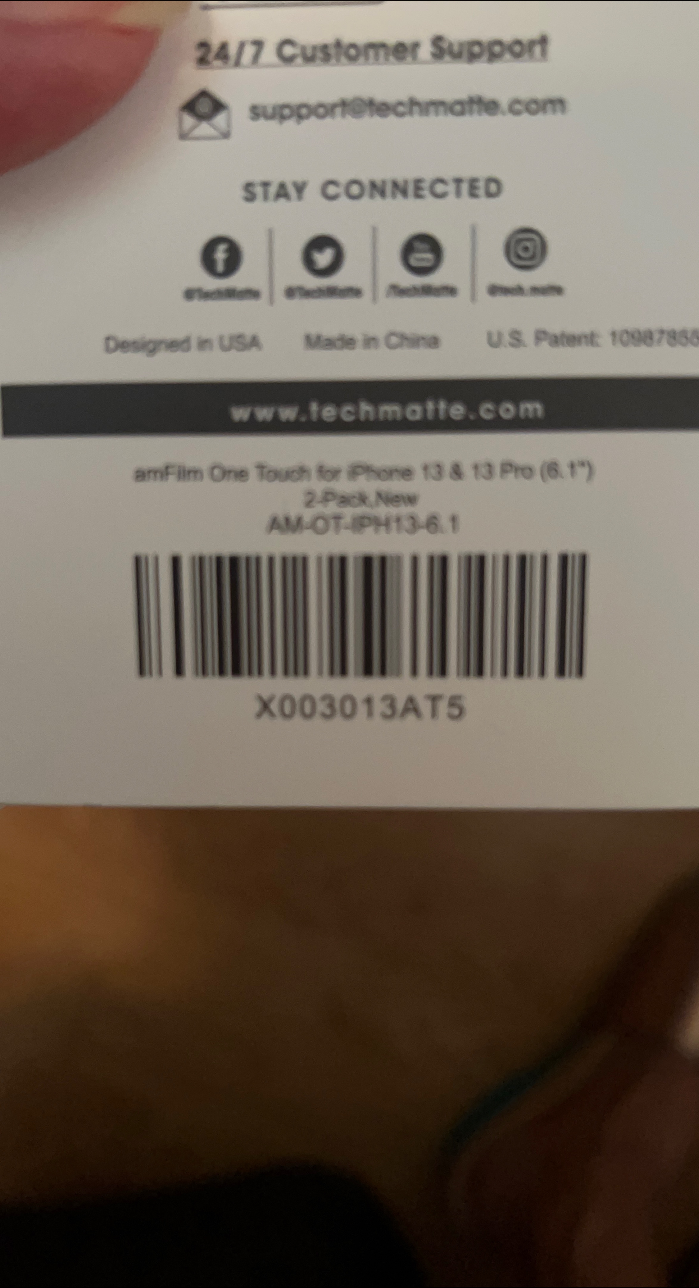 New Techmatte amFilm OneTouch iPhone 13/13 Pro Screen Protector thumbnail