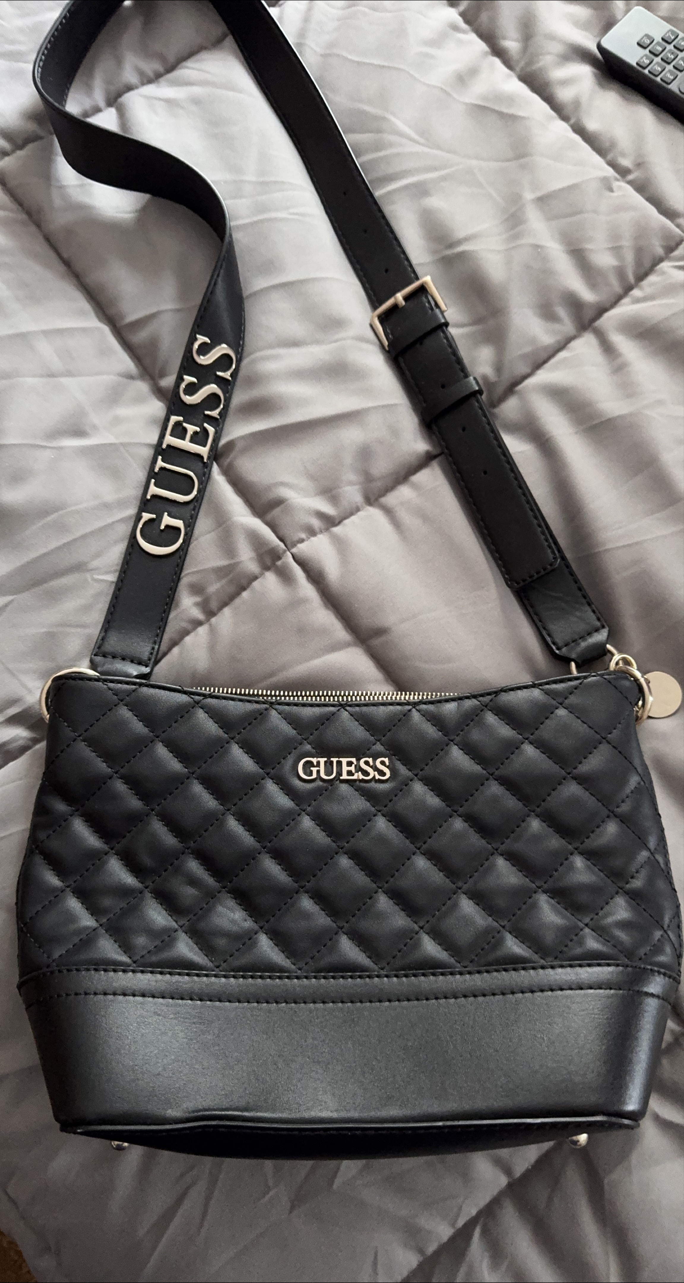 Guess Black Quilted Shoulder Bag thumbnail