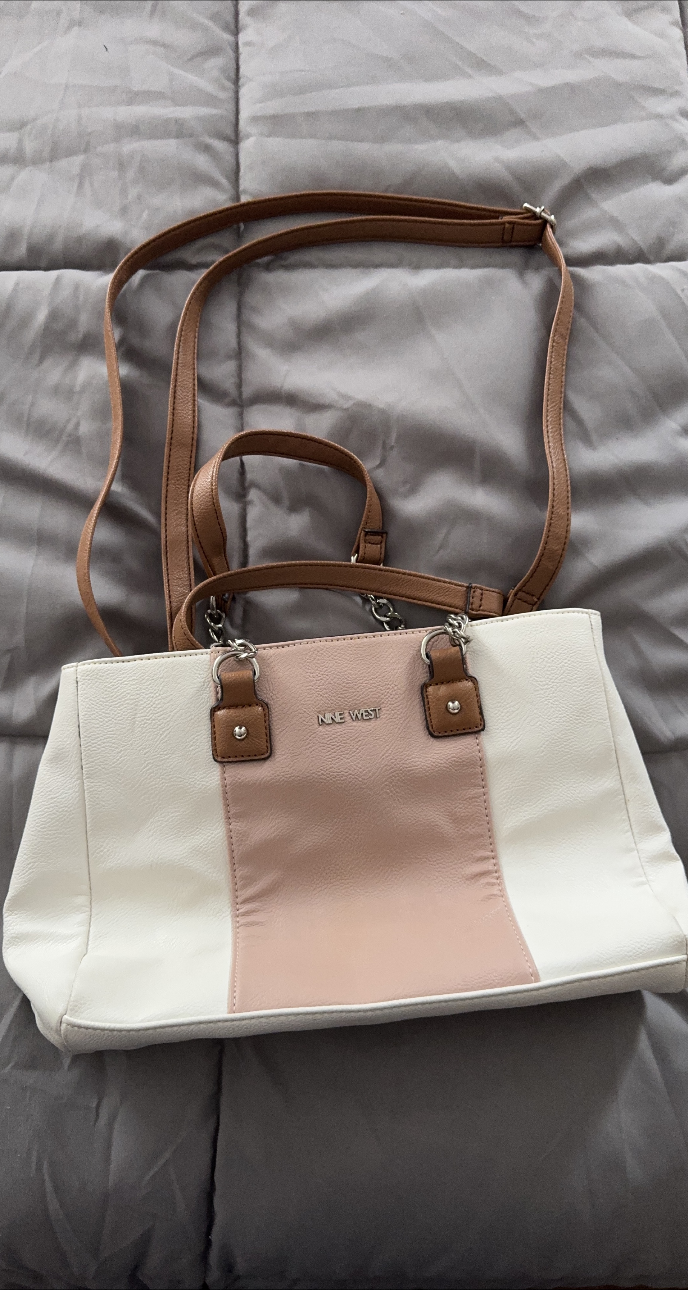 Nine West Satchel Bag - White, Brown, Pink thumbnail