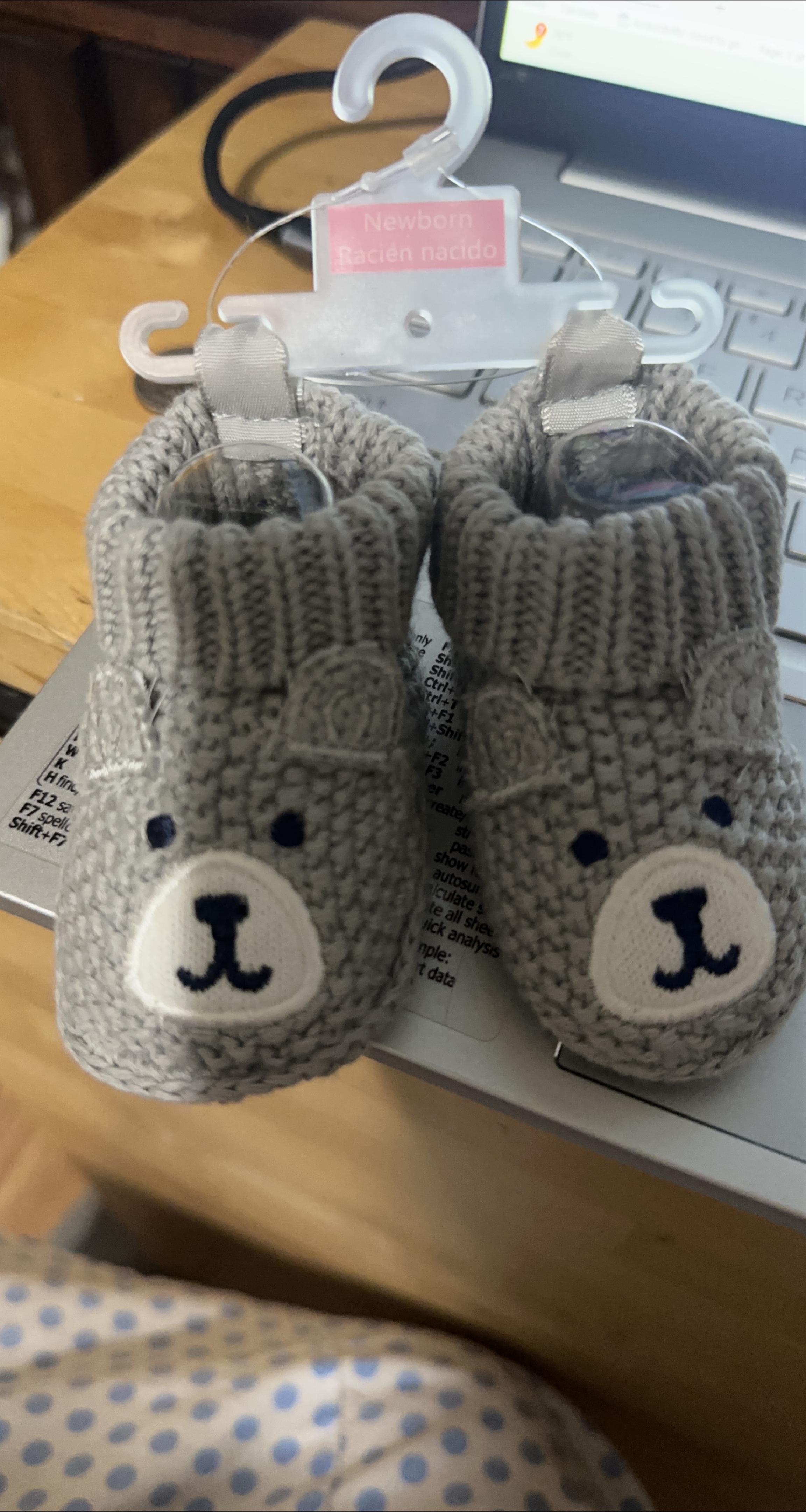 Newborn Gray Bear Baby Booties thumbnail