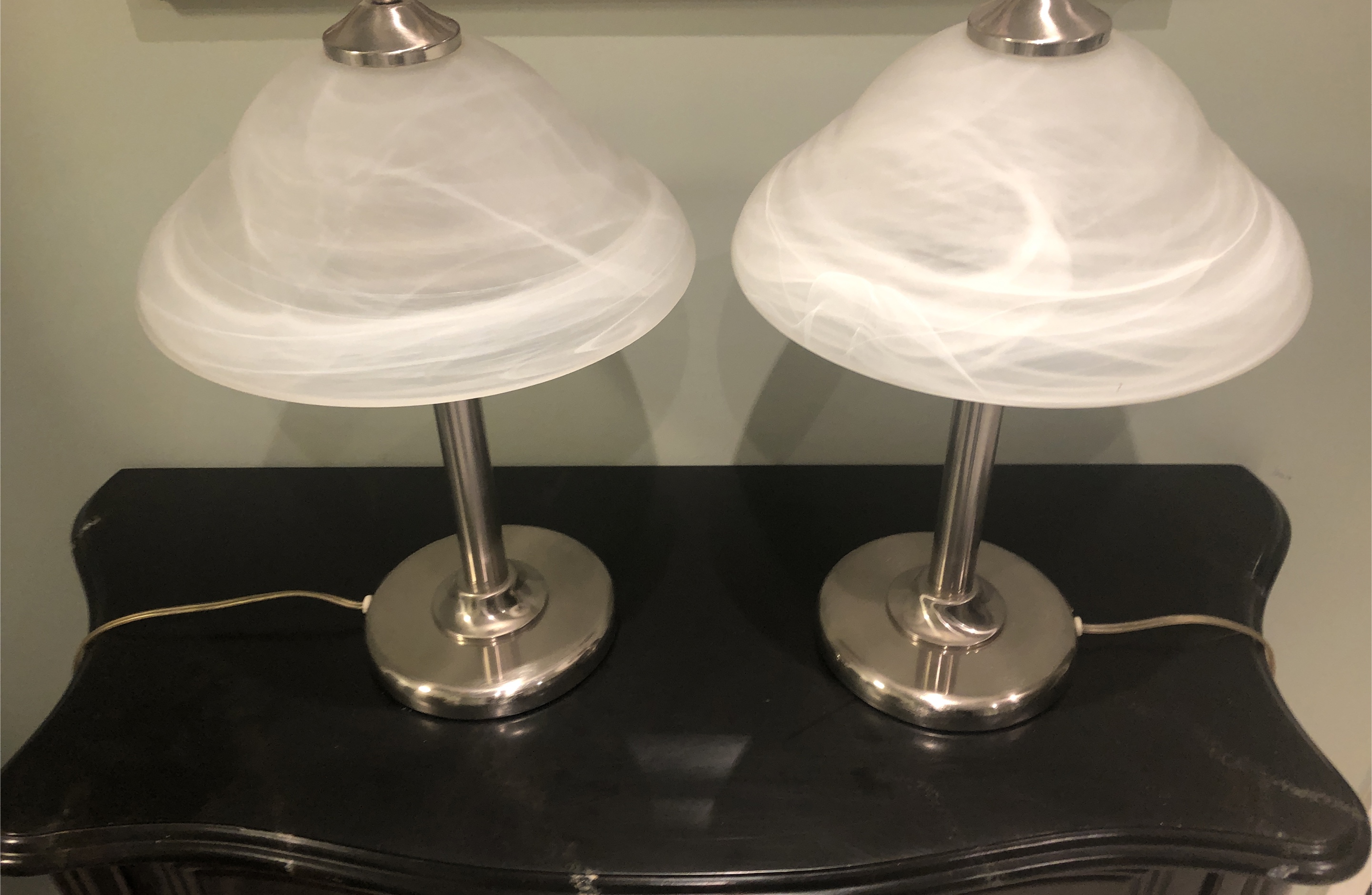Pair of Table Lamps with White Shades thumbnail