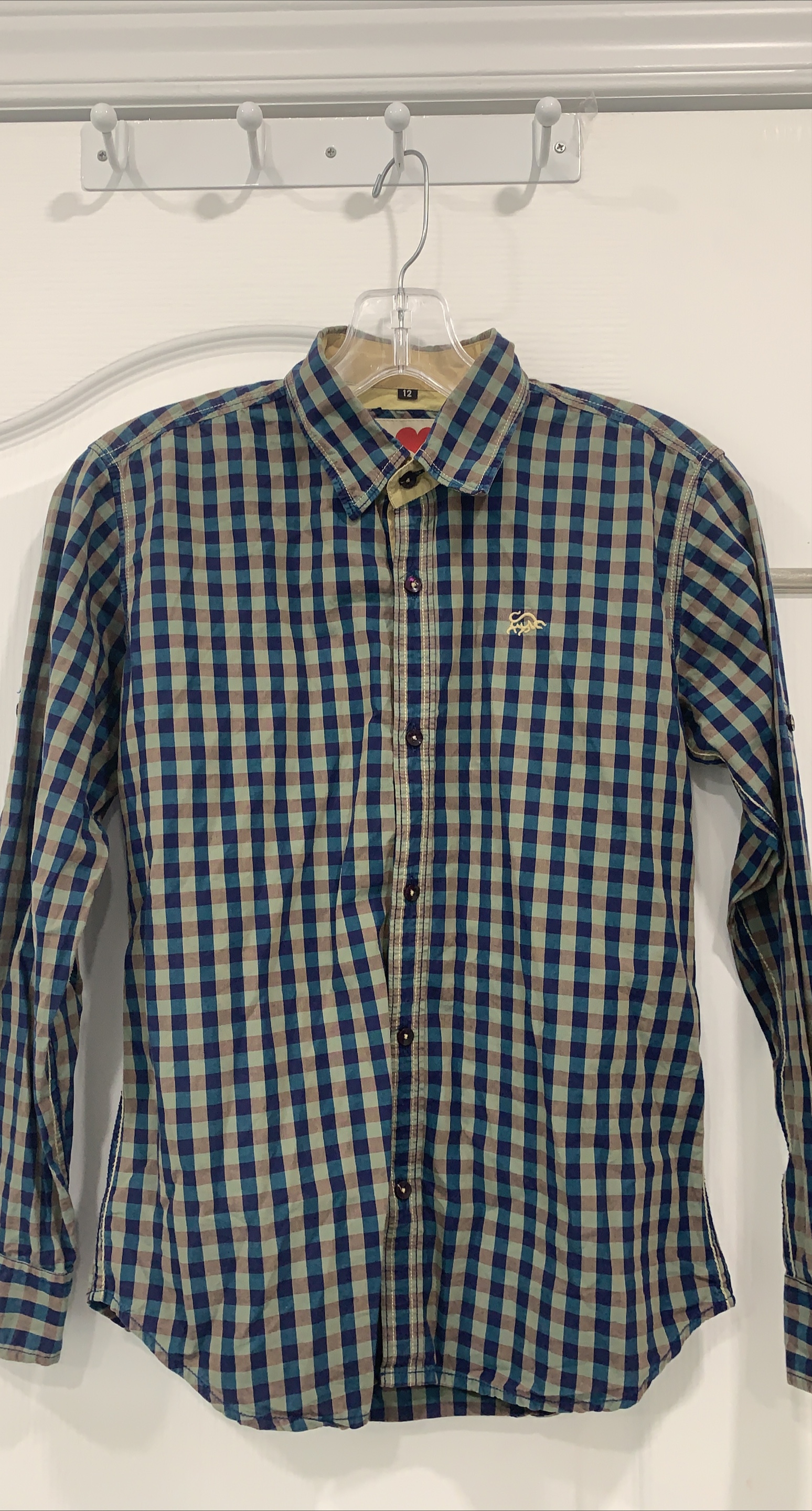 Checkered Long Sleeve Shirt - Size 12