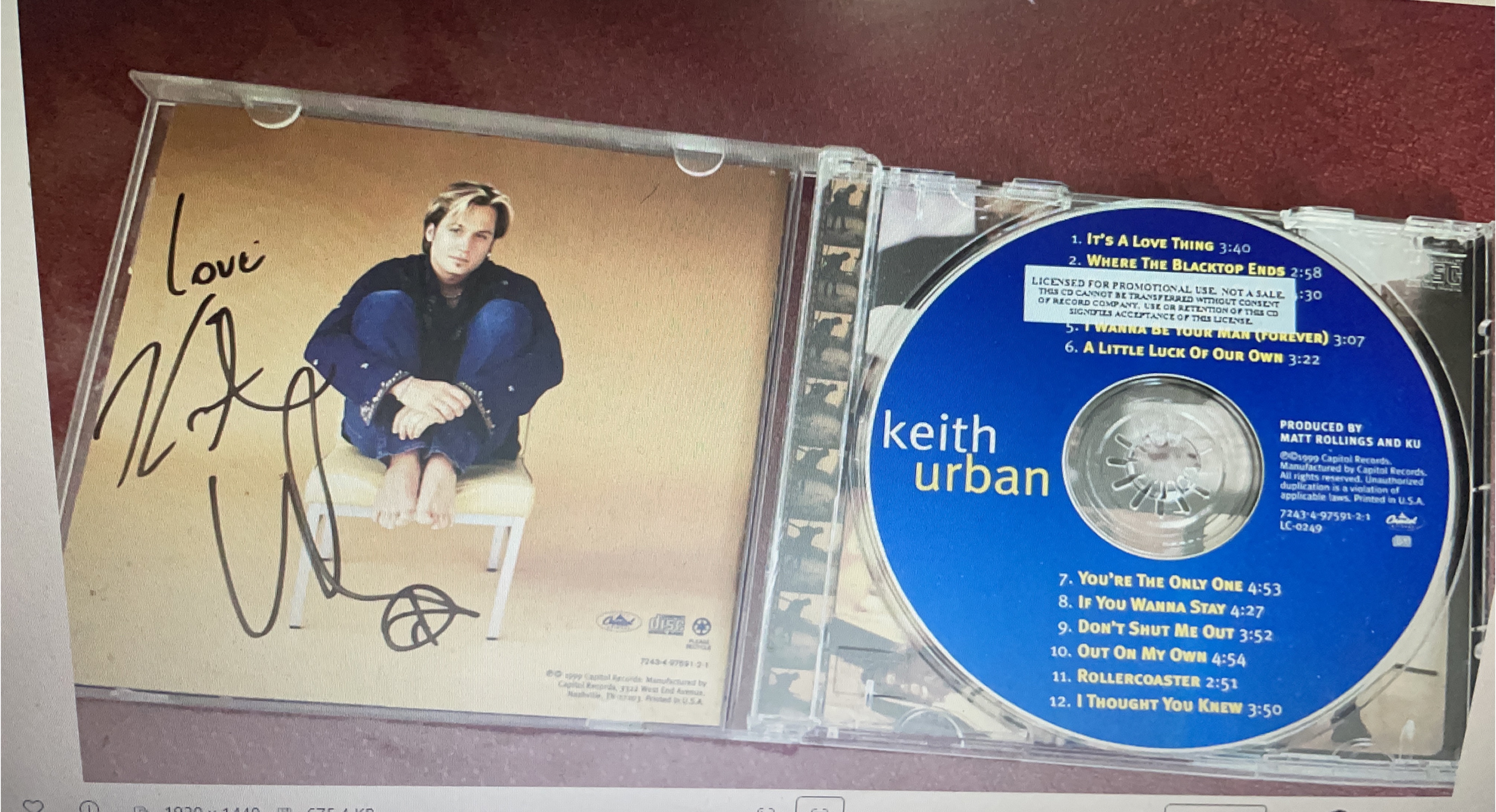 Keith Urban CD - Autographed! thumbnail