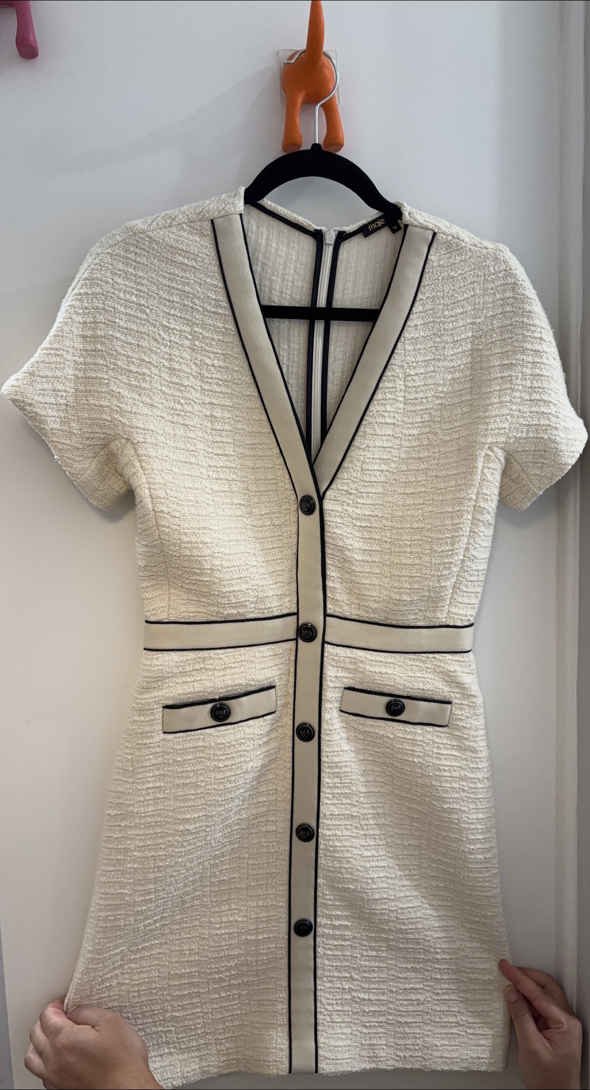 Maje Cream Tweed Mini Dress - Size 38 thumbnail