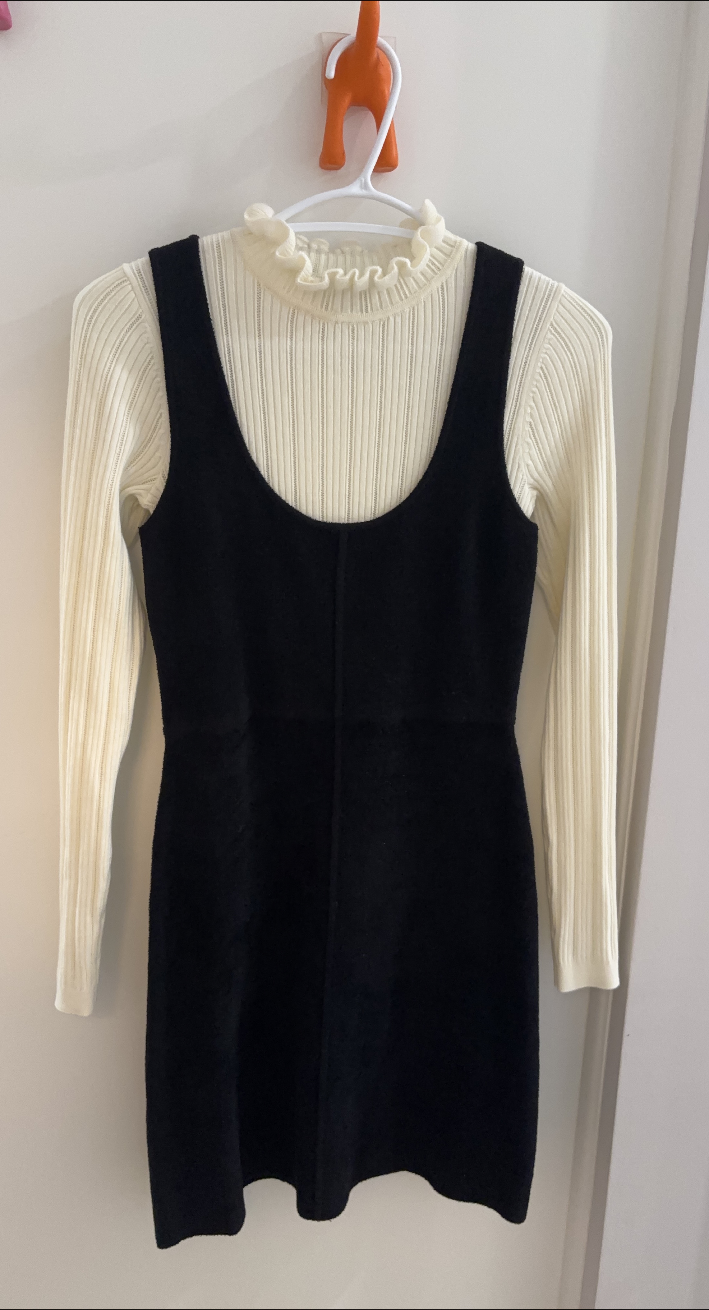 Sandro Black Dress with Cream Top size36 thumbnail