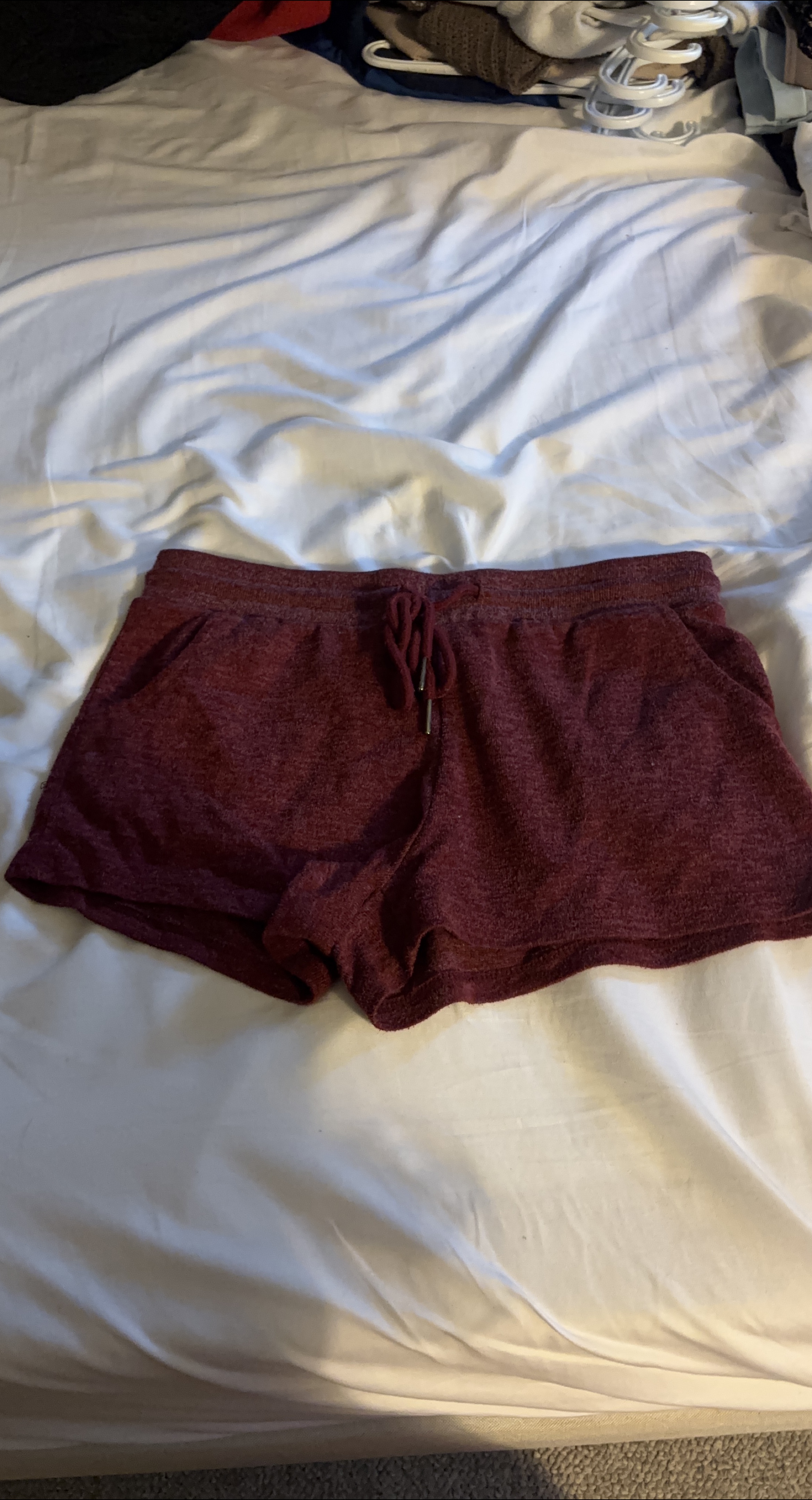 Burgundy Heathered Shorts with Drawstring thumbnail