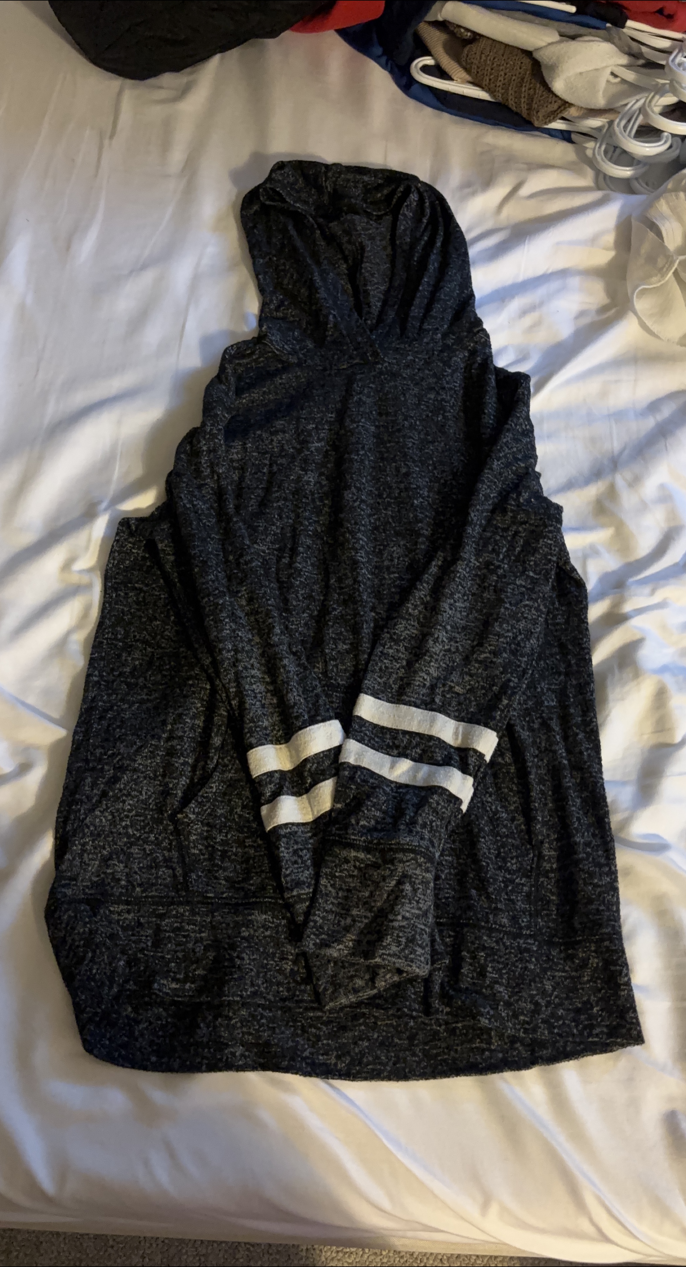 Grey Hoodie with White Stripes thumbnail