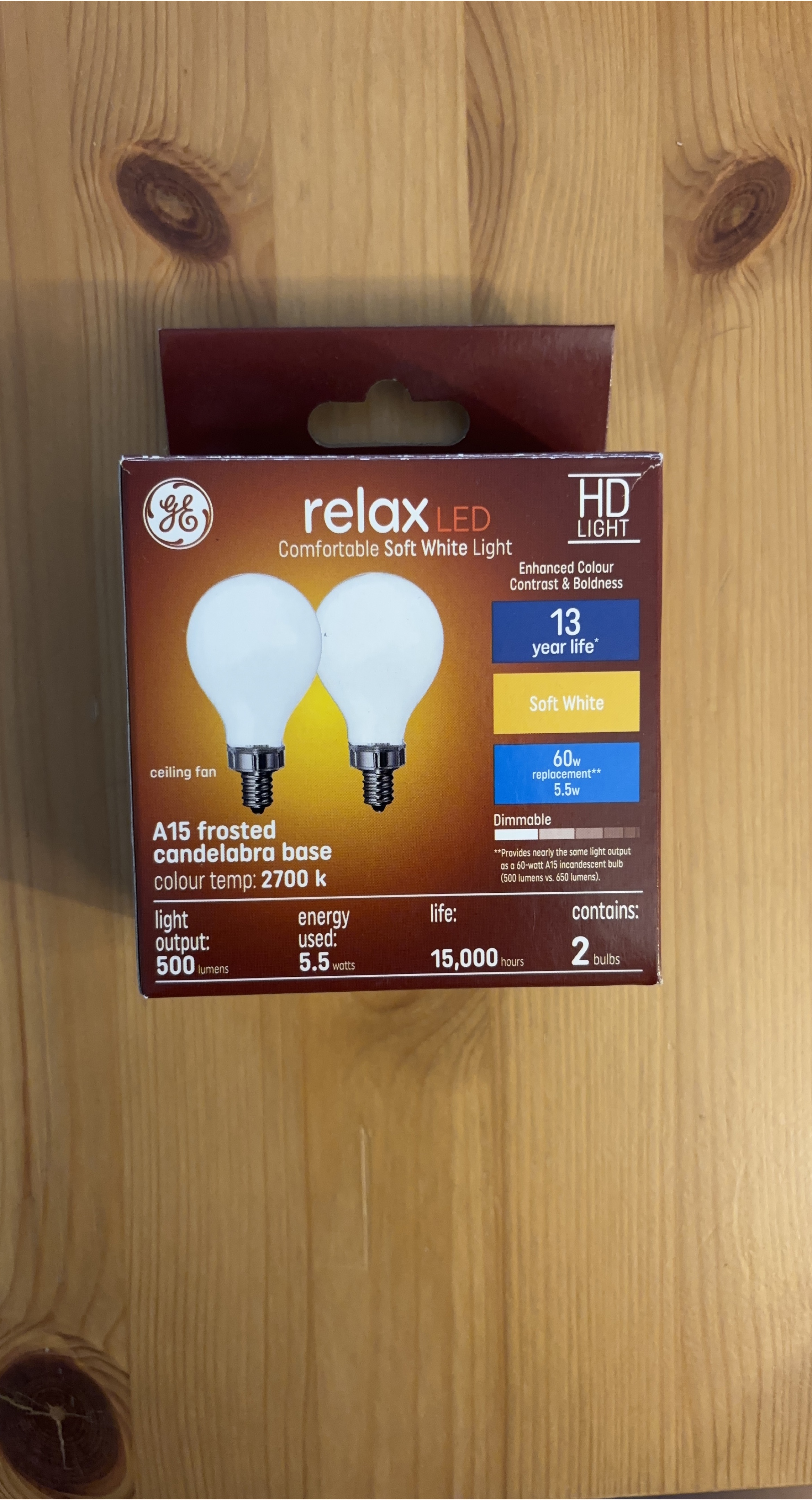 GE relax LED A15 Chandelier Light Bulbs (2-Pack)