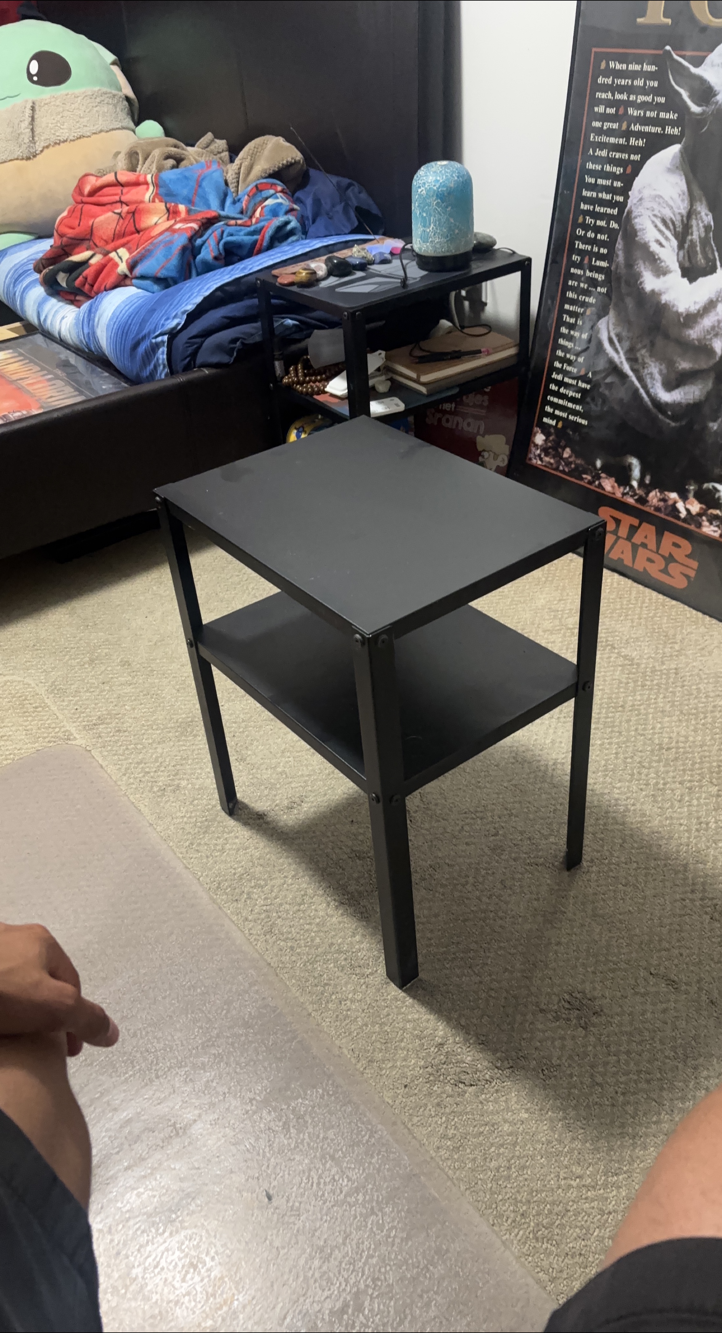 Black Metal End Table with Shelf thumbnail