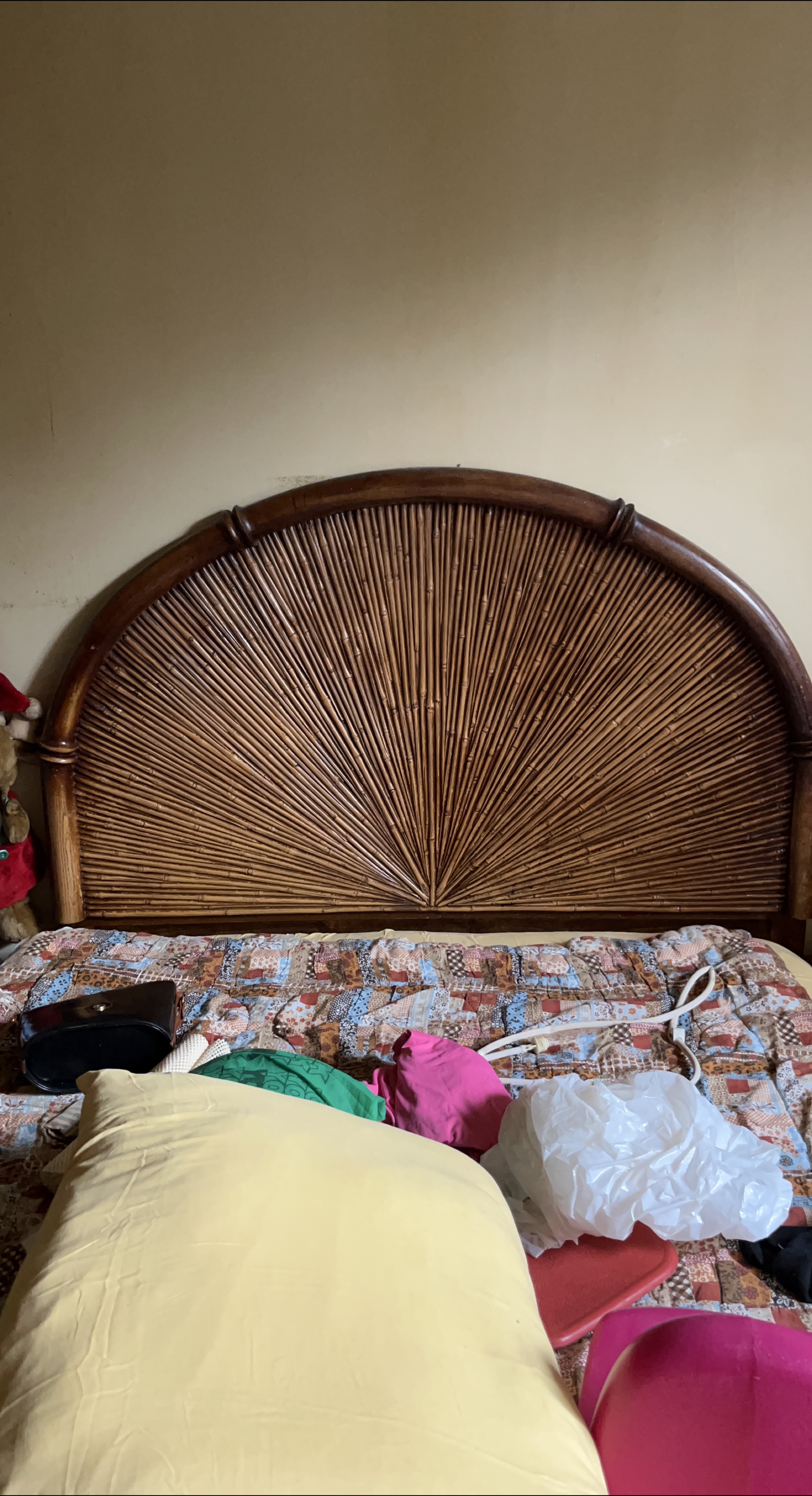 Vintage Rattan Bamboo Sunburst Queen Headboard thumbnail
