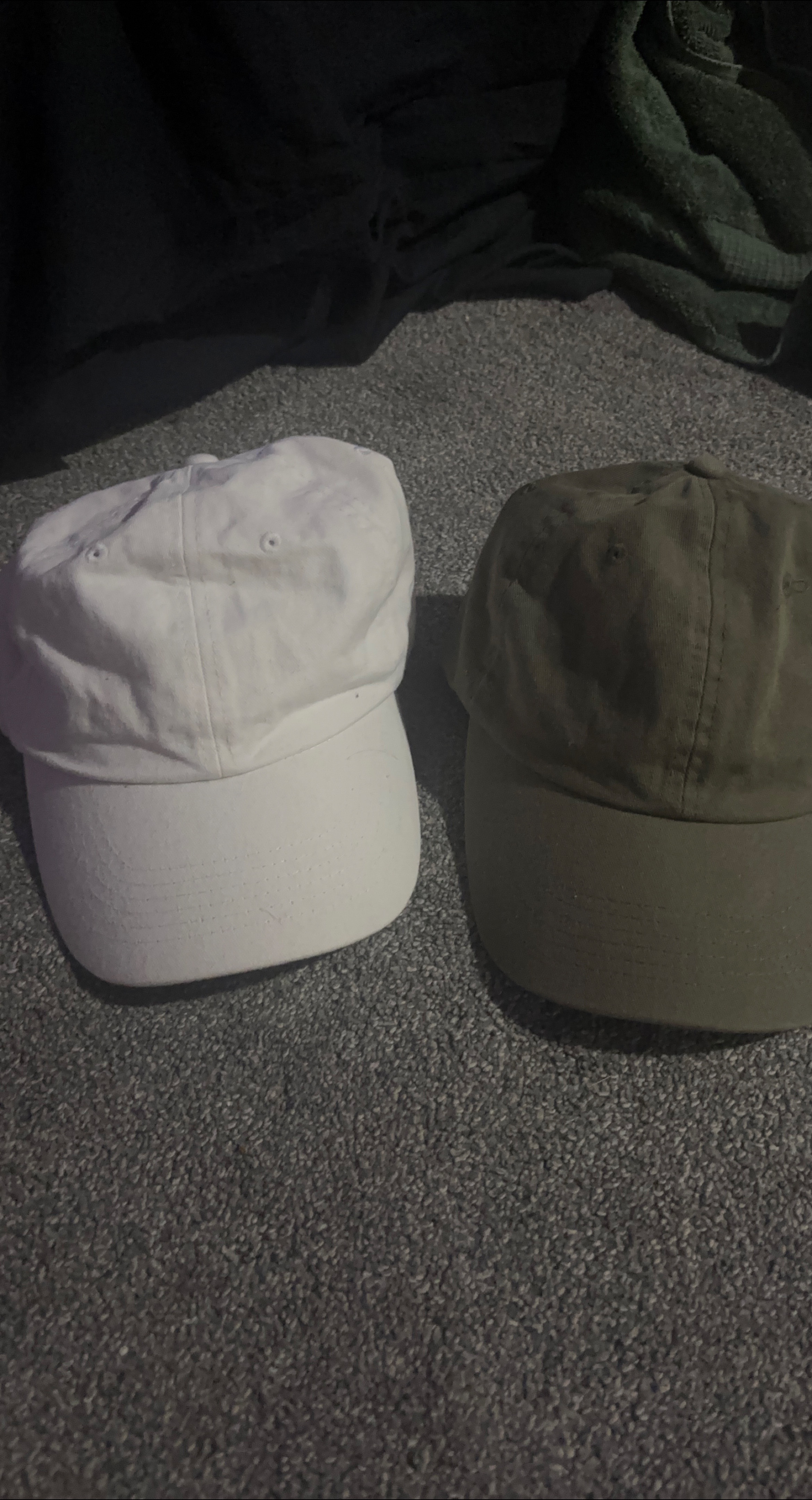 Two Baseball Caps - White and Olive thumbnail