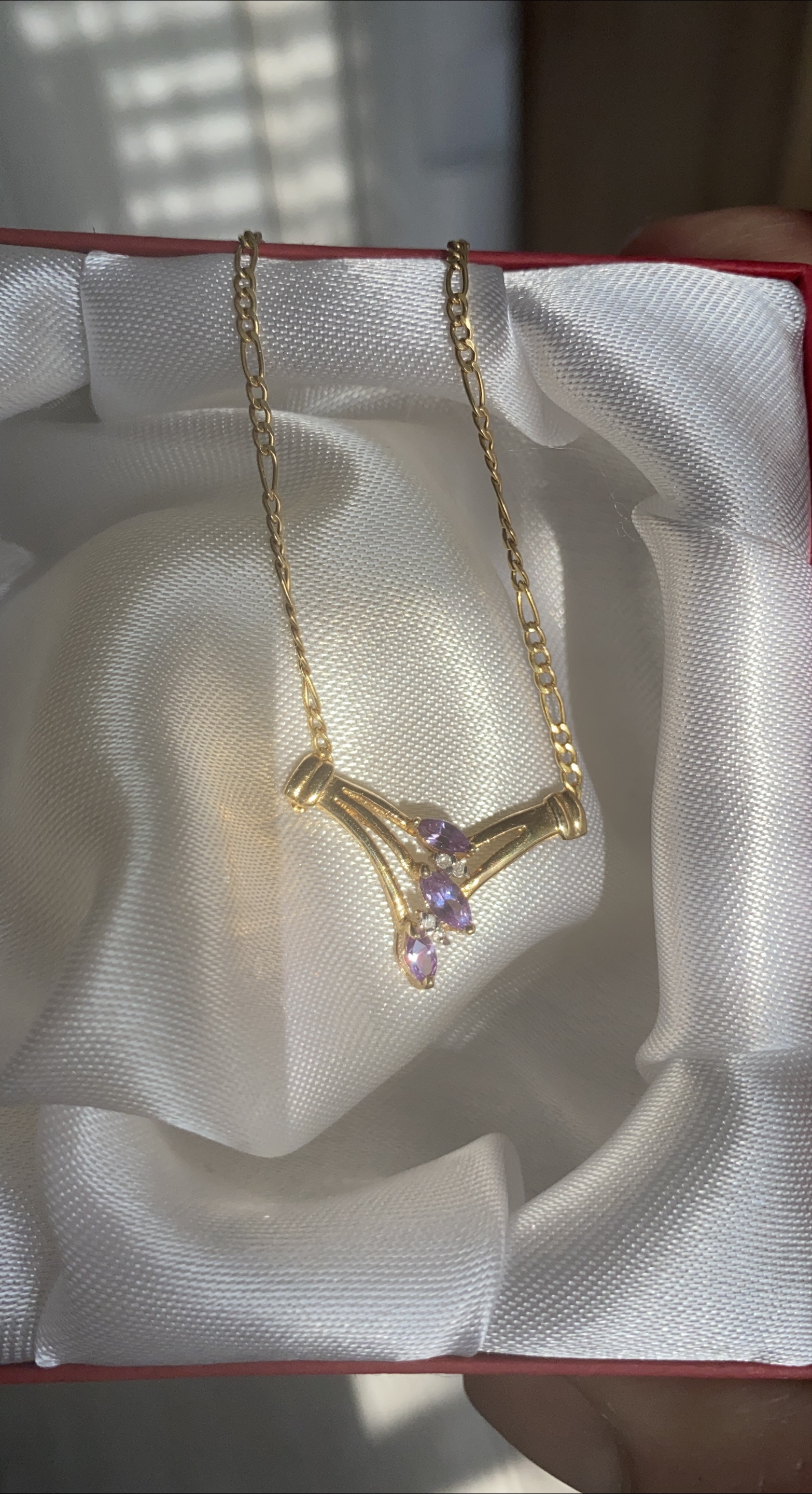 Gold Necklace with Purple Stones thumbnail